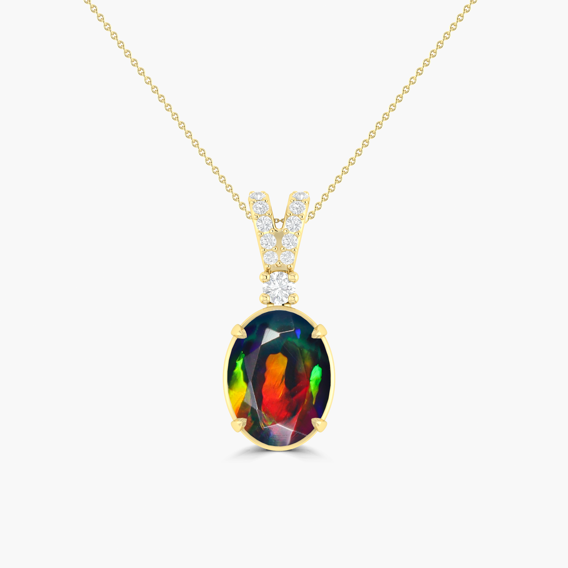Black Opal Gemstone Pendant Necklace for Women - 925 Sterling Silver Jewelry Gift for Birthday, Anniversary & Valentine's Day | Elegant Statement Necklace for Evening Wear & Special Occasions