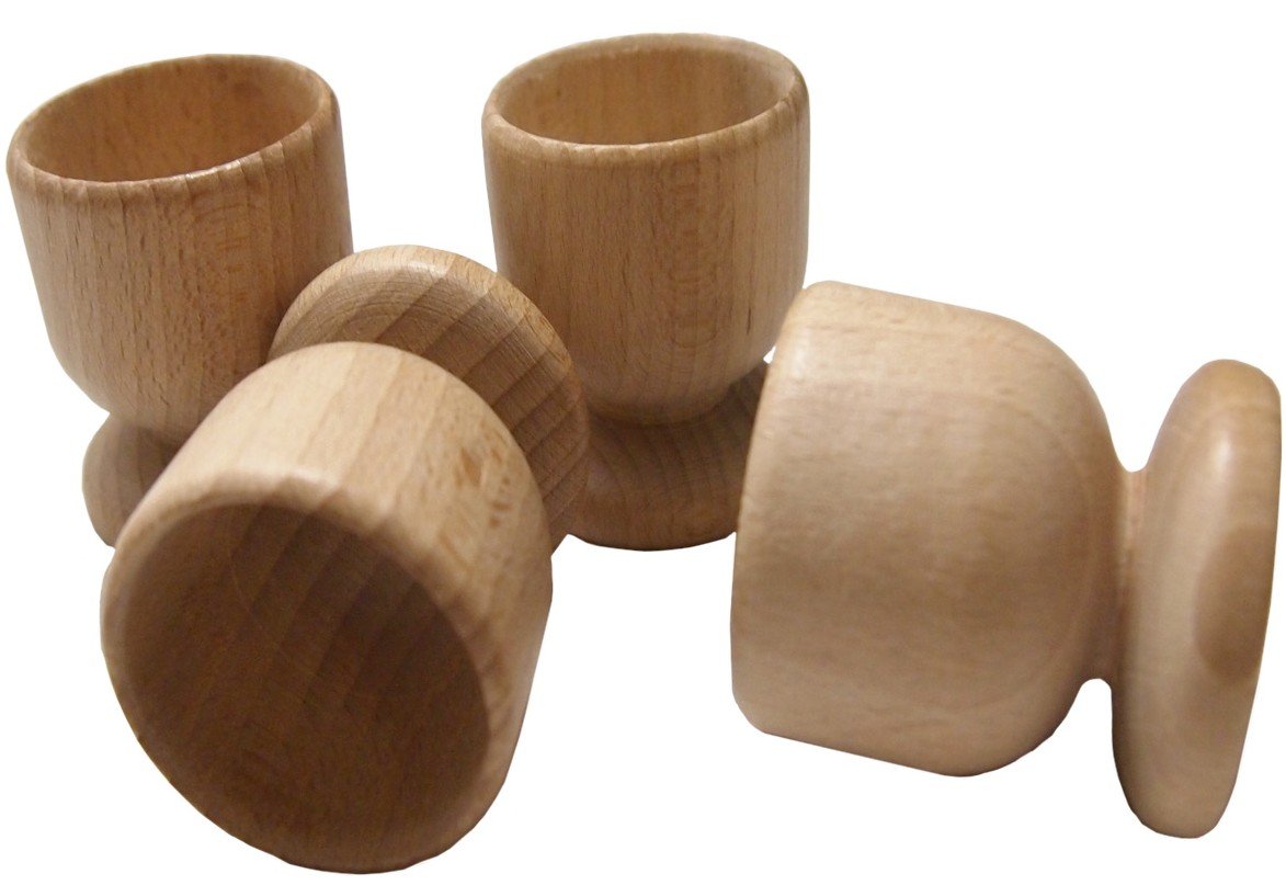 Efo Wooden Egg Cups Set of 4 - Natural Unfinished Wood Boiled Egg Holders for Easter Decor, DIY Arts and Crafts - Perfect Easter Gift for Breakfast, Kitchen Decor, and Holiday Table Setting