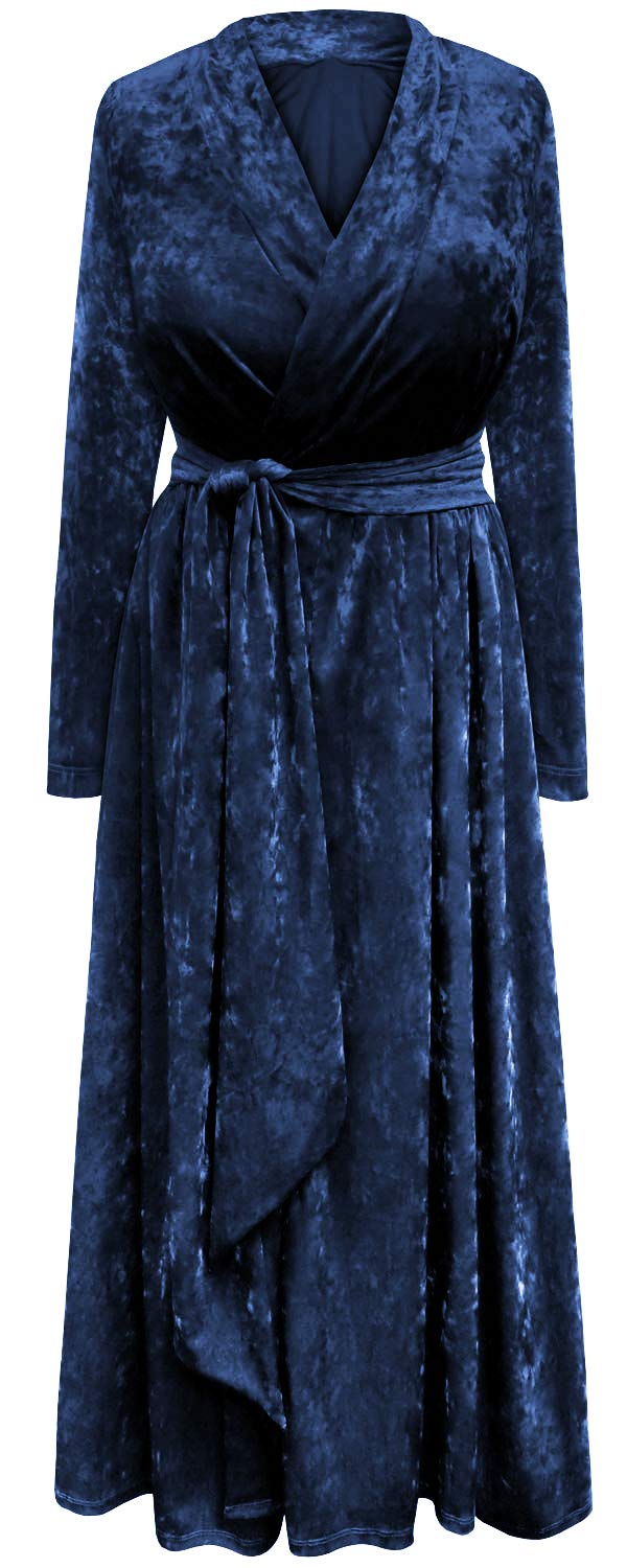 Plus Size Women's Ice Velvet Robe with Attached Belt - Soft & Cozy Bathrobe for Spa, Lounge & Home Relaxation