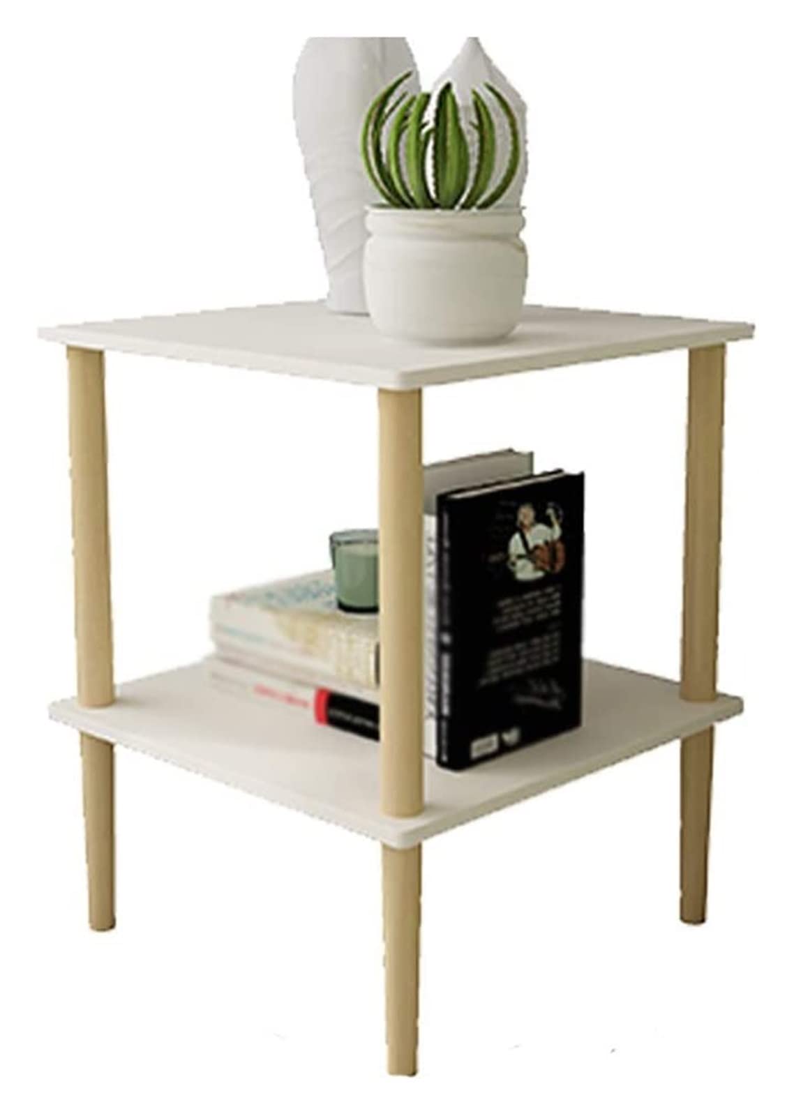 Modern Coffee Table with Double Shelf - Stylish Sofa Table, Bedside Table, or Small Dining Table - Perfect for Living Room, Bedroom, or Studio Apartment (Color: Brown)