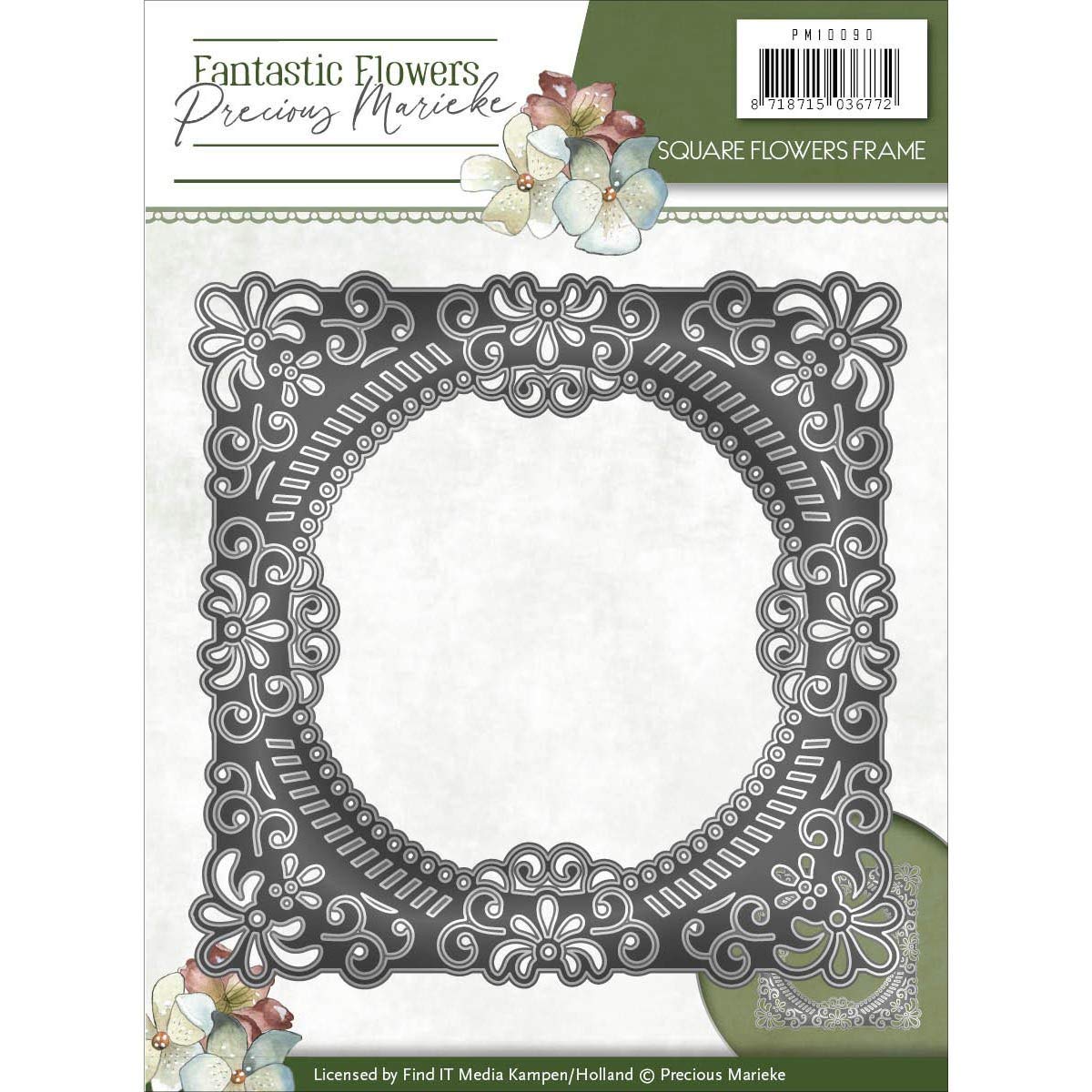 Precious Marieke Fantastic Flowers Die-Cut Square Frame for Scrapbooking, Card Making & DIY Crafts - Floral Embellishment for Home Decor & Gift Wrapping