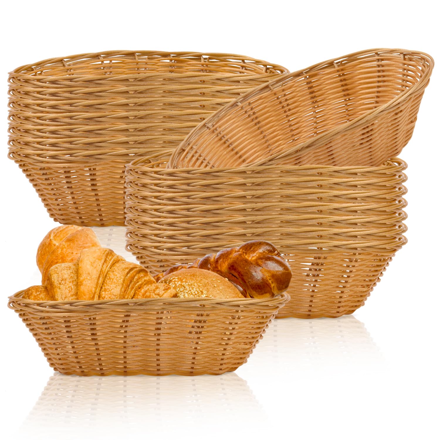 16-Pack Plastic Oval Baskets - Small Food Storage Containers for Fruits, Bread & Vegetables | Perfect for Kitchen Organization, Party Serving & Gift Packaging | Durable Multipurpose Display Bins for Home & Commercial Use