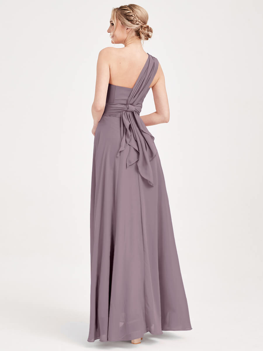 Elegant Dusk Convertible Chiffon Bridesmaid Dress - Wrap Style Floor Length Gown for Weddings, Prom & Formal Events