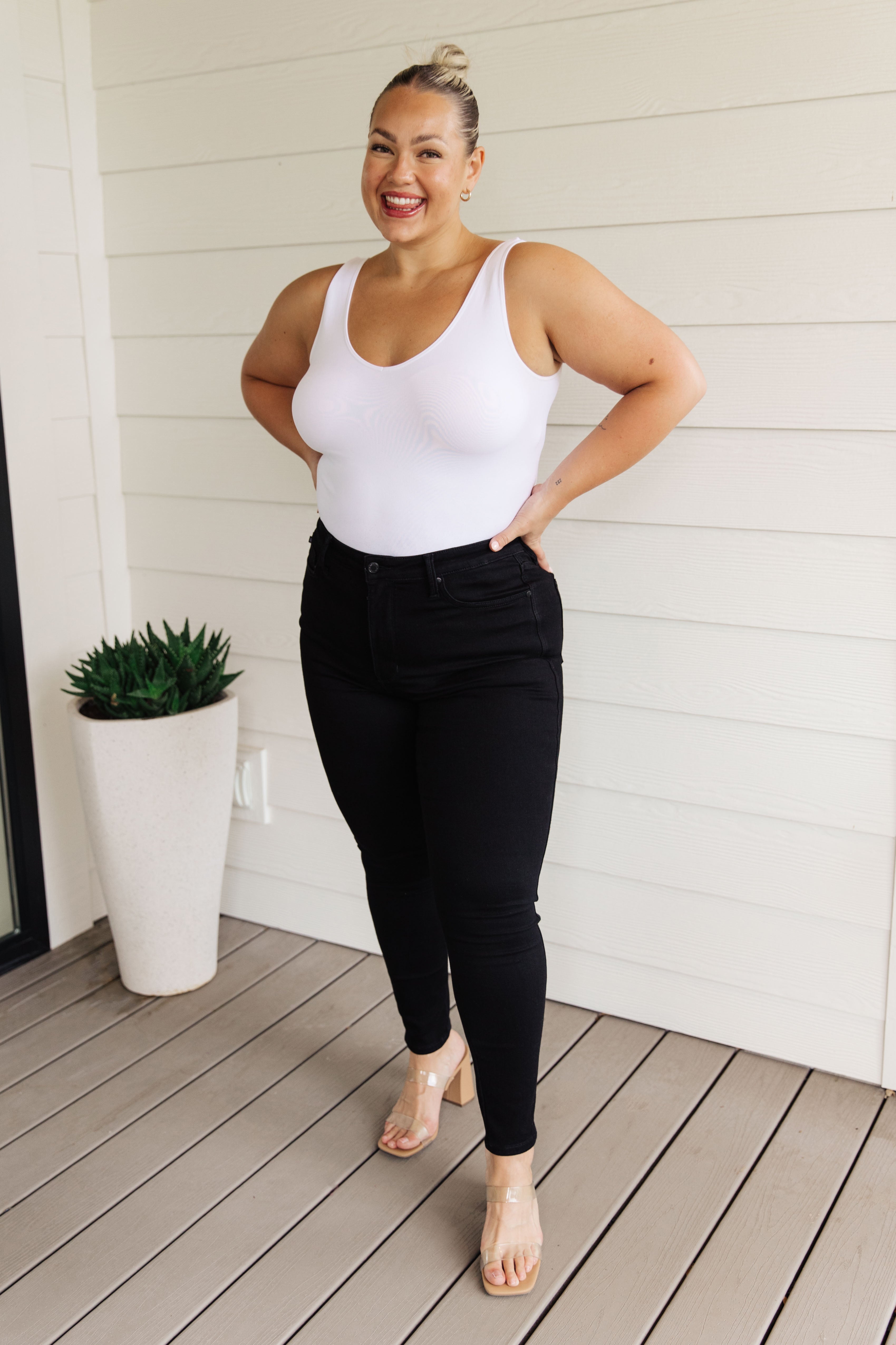 Audrey High Rise Control Top Classic Skinny Jeans for Women - Slimming Black Denim Pants | Perfect for Work, Date Night & Everyday Wear