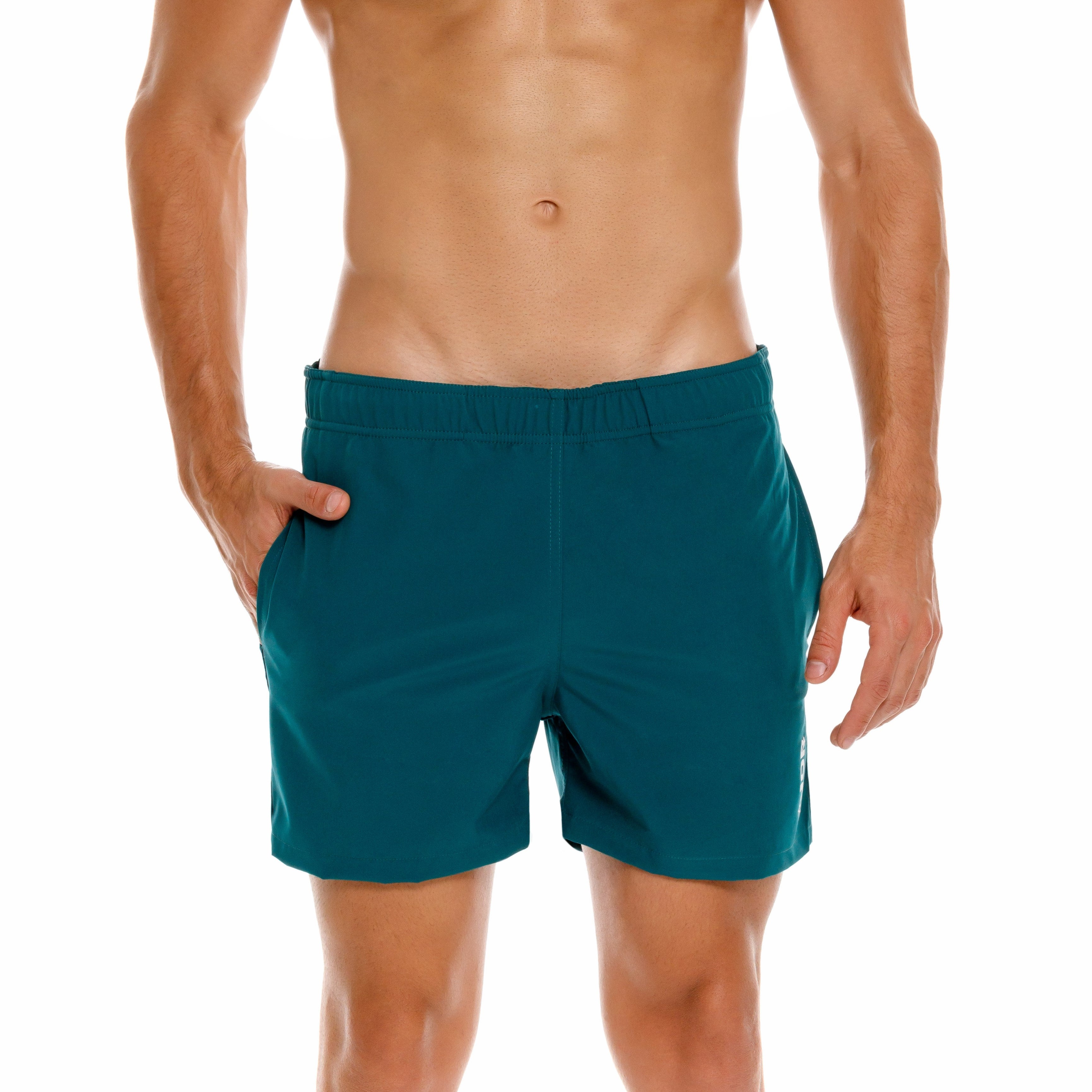 JOR Brixton 4 Swim Shorts for Men - Quick Dry Green Swim Trunks with Mesh Lining - Perfect for Beach, Pool, and Water Sports