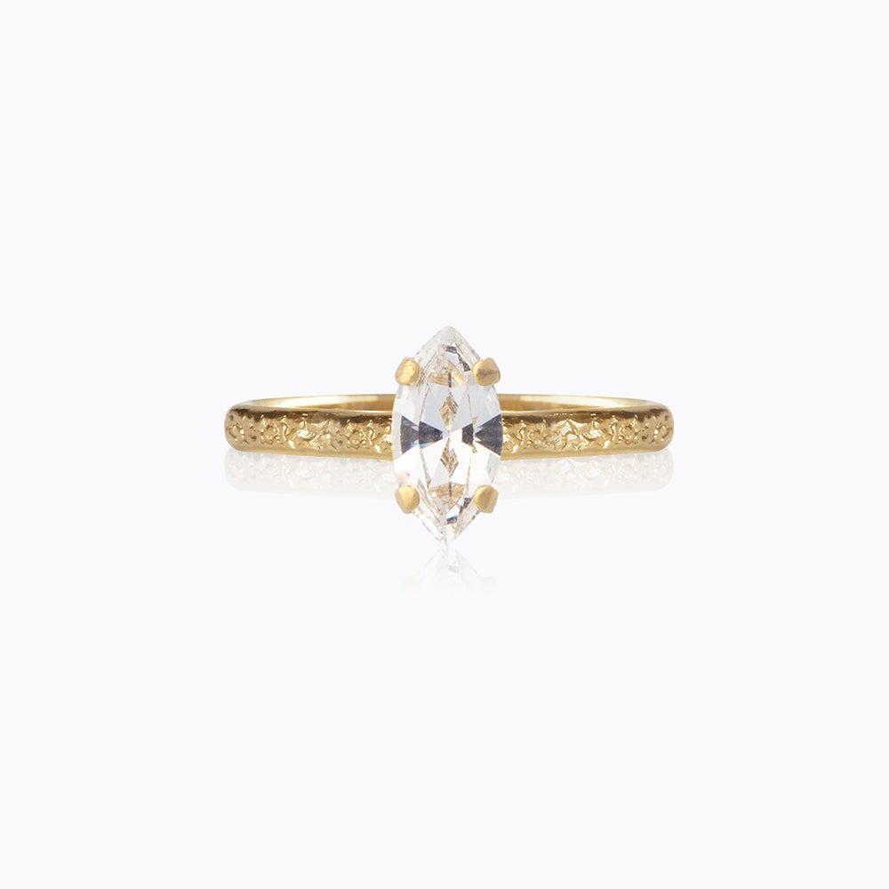 Petite Crystal Navette Ring - Elegant Vintage Jewelry for Women | Perfect for Weddings, Parties & Special Occasions