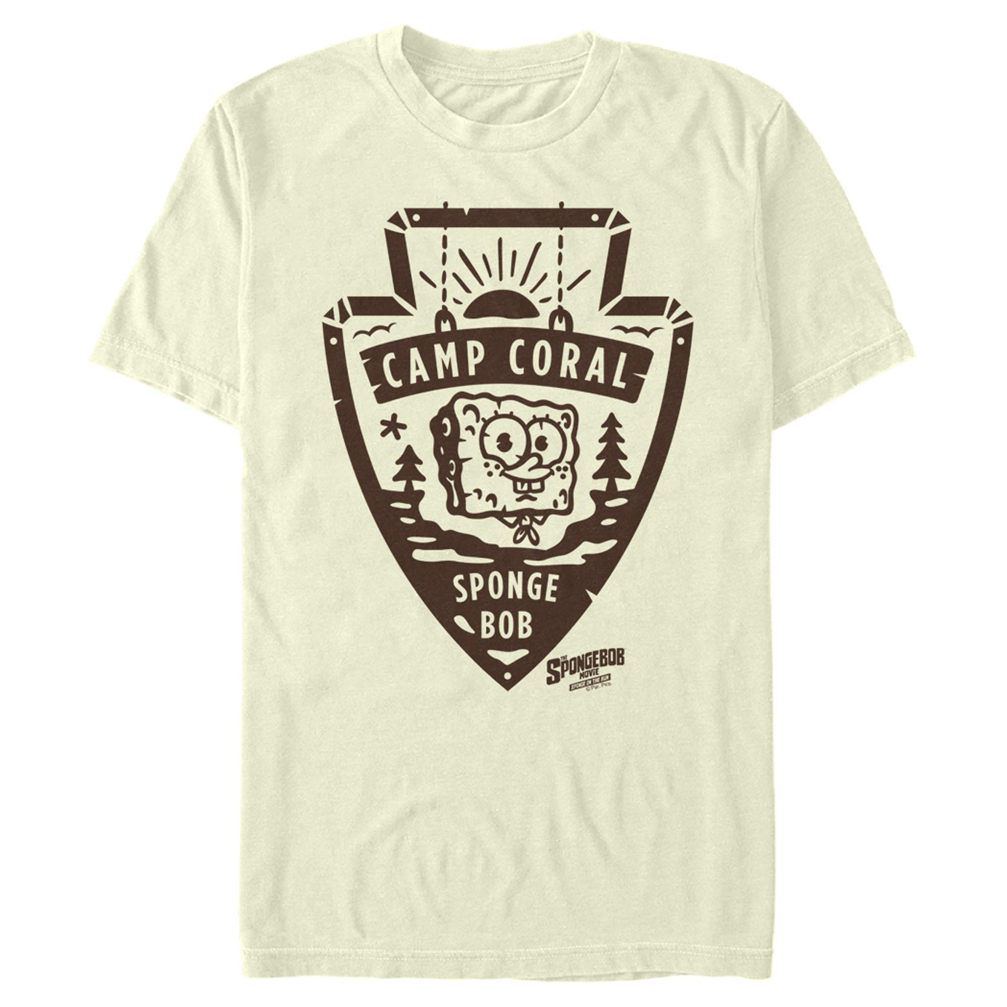 Spongebob Squarepants Camp Coral Graphic T-Shirt for Men - Soft Cotton Tee with Sponge on The Run Design - Perfect for Casual Wear, Cosplay, and Cartoon Fan Gifts