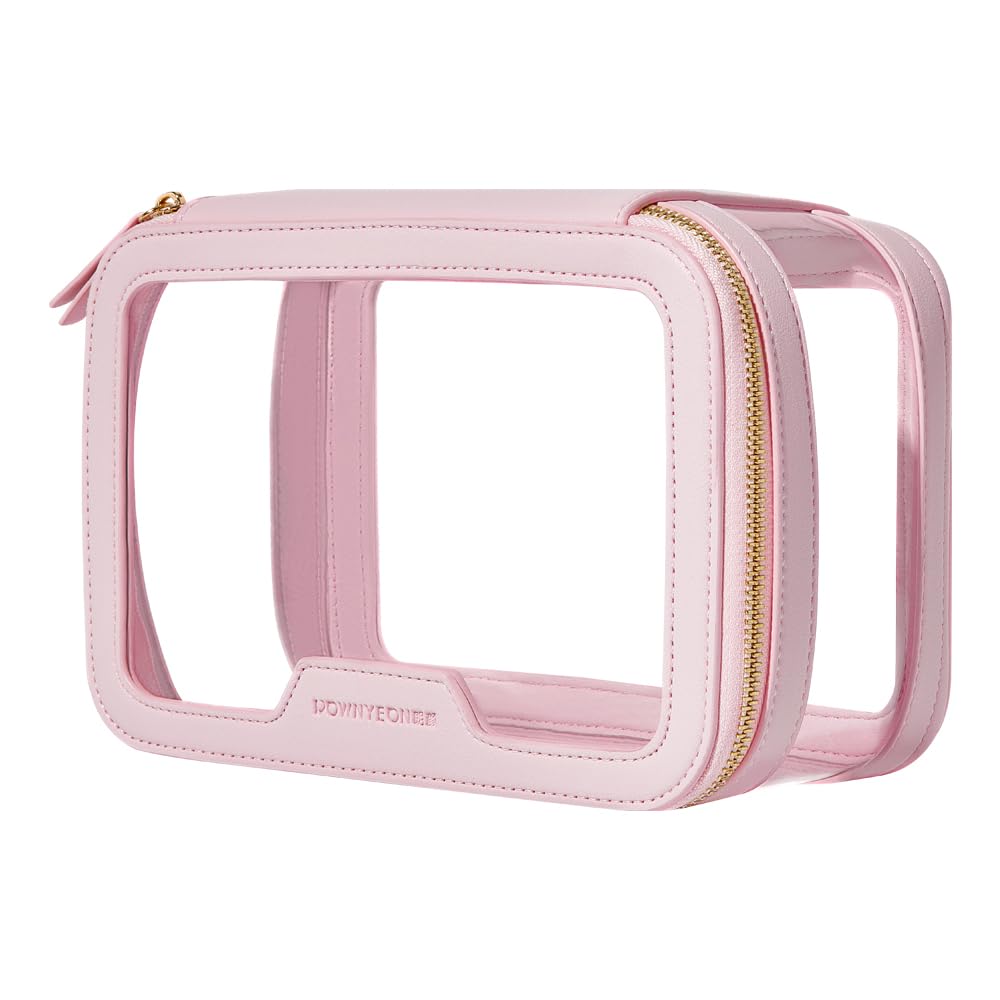 ROWNYEON Clear Makeup Case - Waterproof Travel Toiletry Bag with Handle, Portable Cosmetic Organizer for Women, Transparent Storage Bag for Makeup Brushes, Skincare, Jewelry - Perfect for Travel, Gym, Home & Office Organization