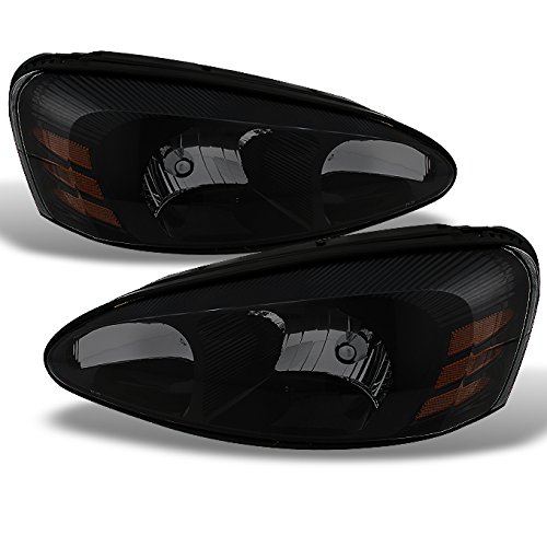 AKKON Black Smoke Headlights Replacement Pair for 2004-2008 Pontiac Grand Prix - Front Lamps & Headlamps Upgrade for Night Driving & Custom Styling
