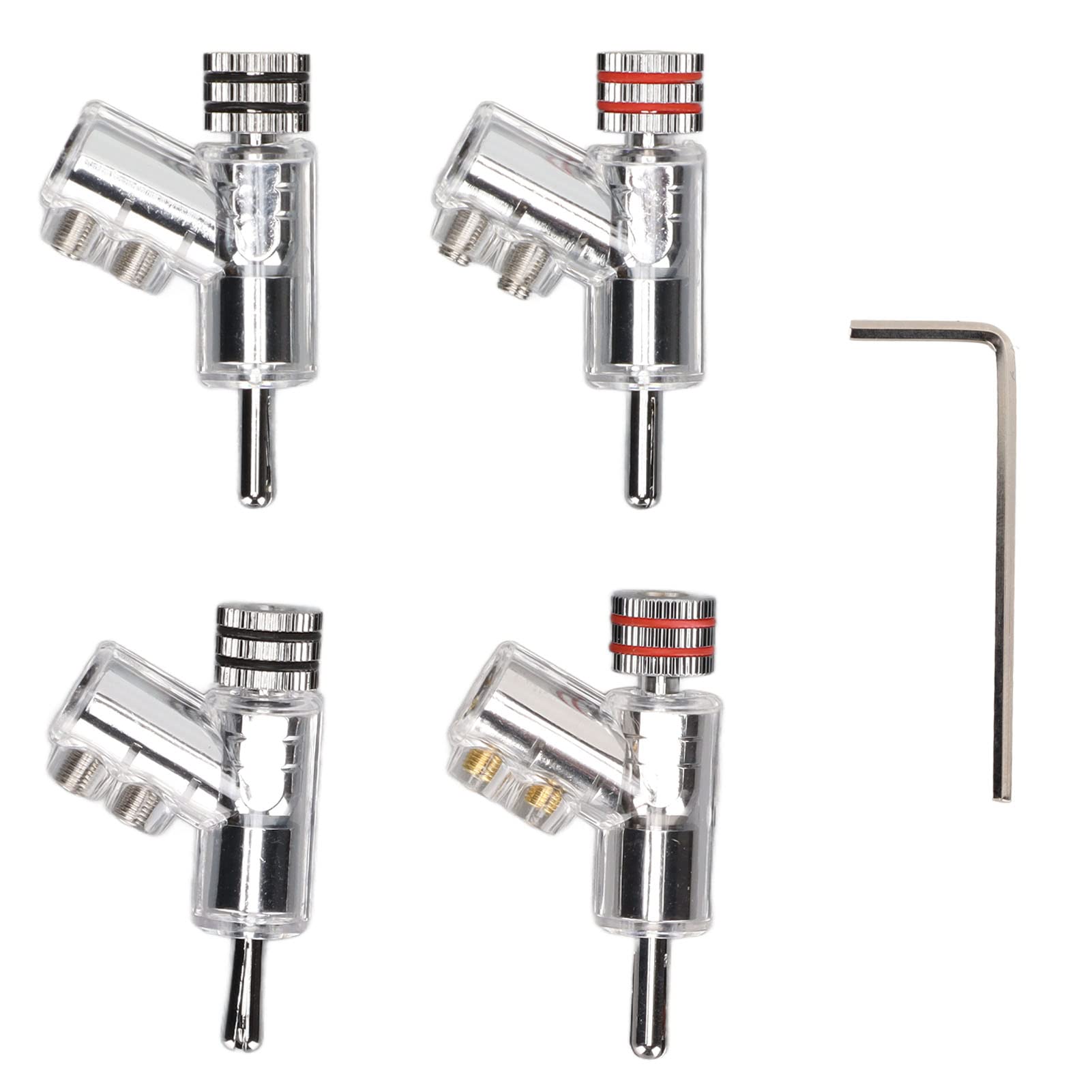 4pcs BA1403R 7mm/0.3in Locking Banana Connectors - Brass Rhodium Plated Speaker Banana Plugs for High-Quality Audio Connections in Home Theater and Studio Systems