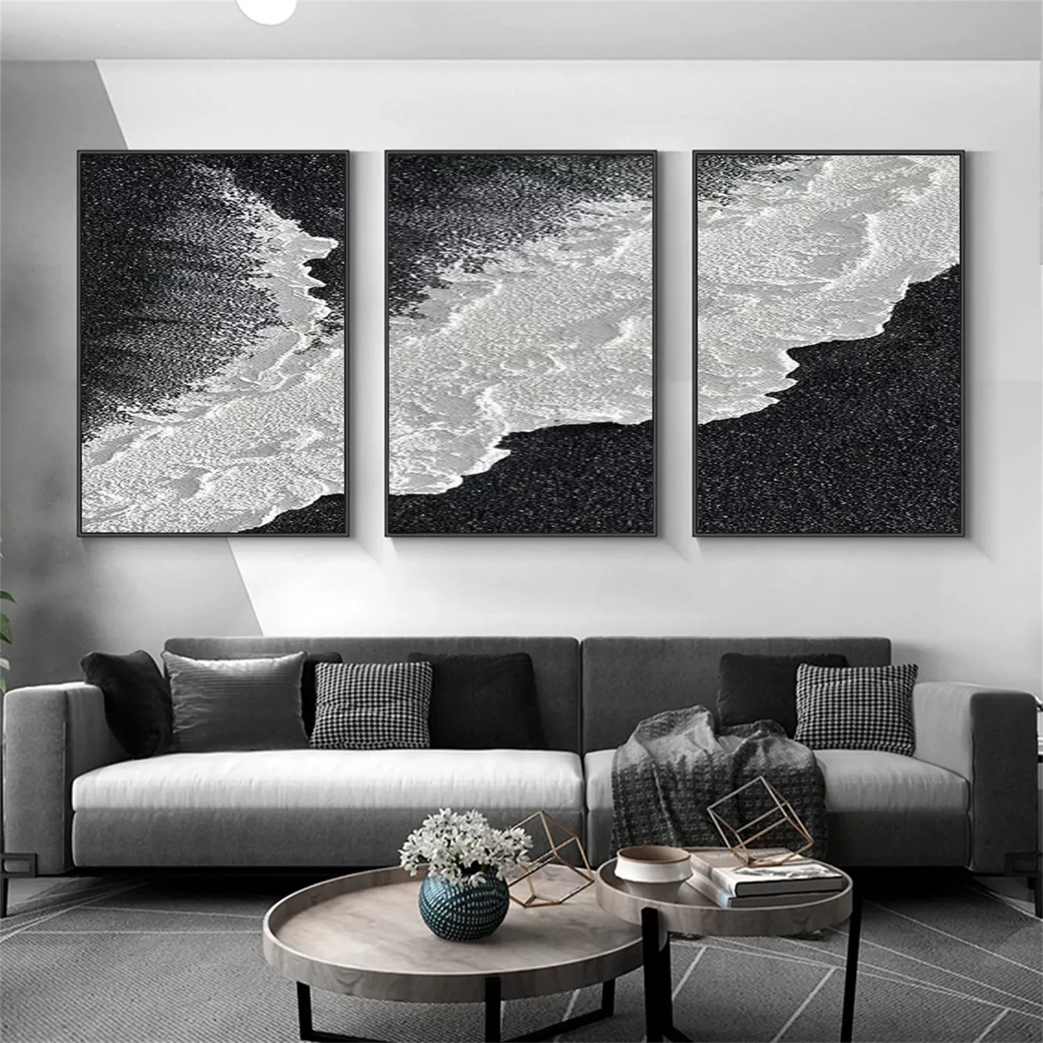Ocean and Sky Wall Art - Set of 3 Canvas Paintings (OS 211) for Living Room, Bedroom & Office Decor