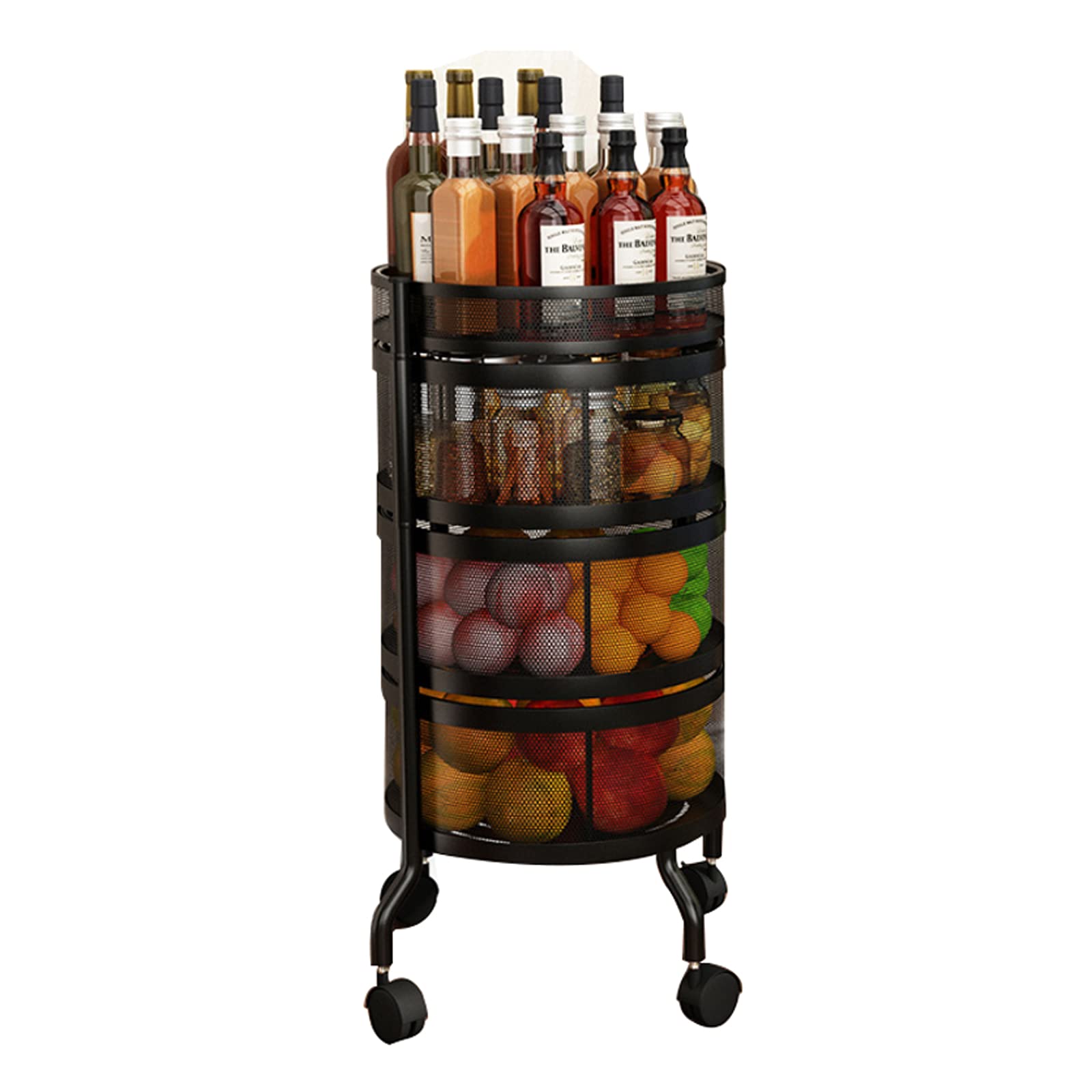 HEcSHENG 3-Tier Rotating Kitchen Shelf - Floor Standing Spinning Fruit & Vegetable Storage Rack - Multi-Layer Organizer for Pantry, Living Room, Bathroom - Space Saving Home Organization Solution for Small Apartments & Dorms