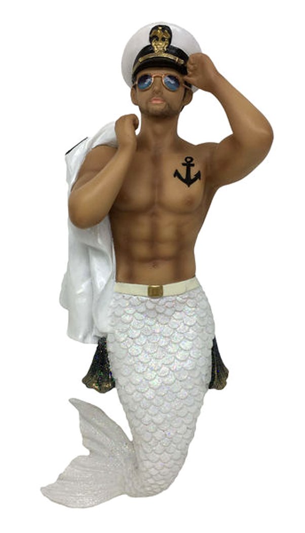 December Diamonds Anchors Aweigh Merman Christmas Ornament - Perfect for Holiday Tree Decor, Nautical Theme Parties & Mermaid Lover Gifts
