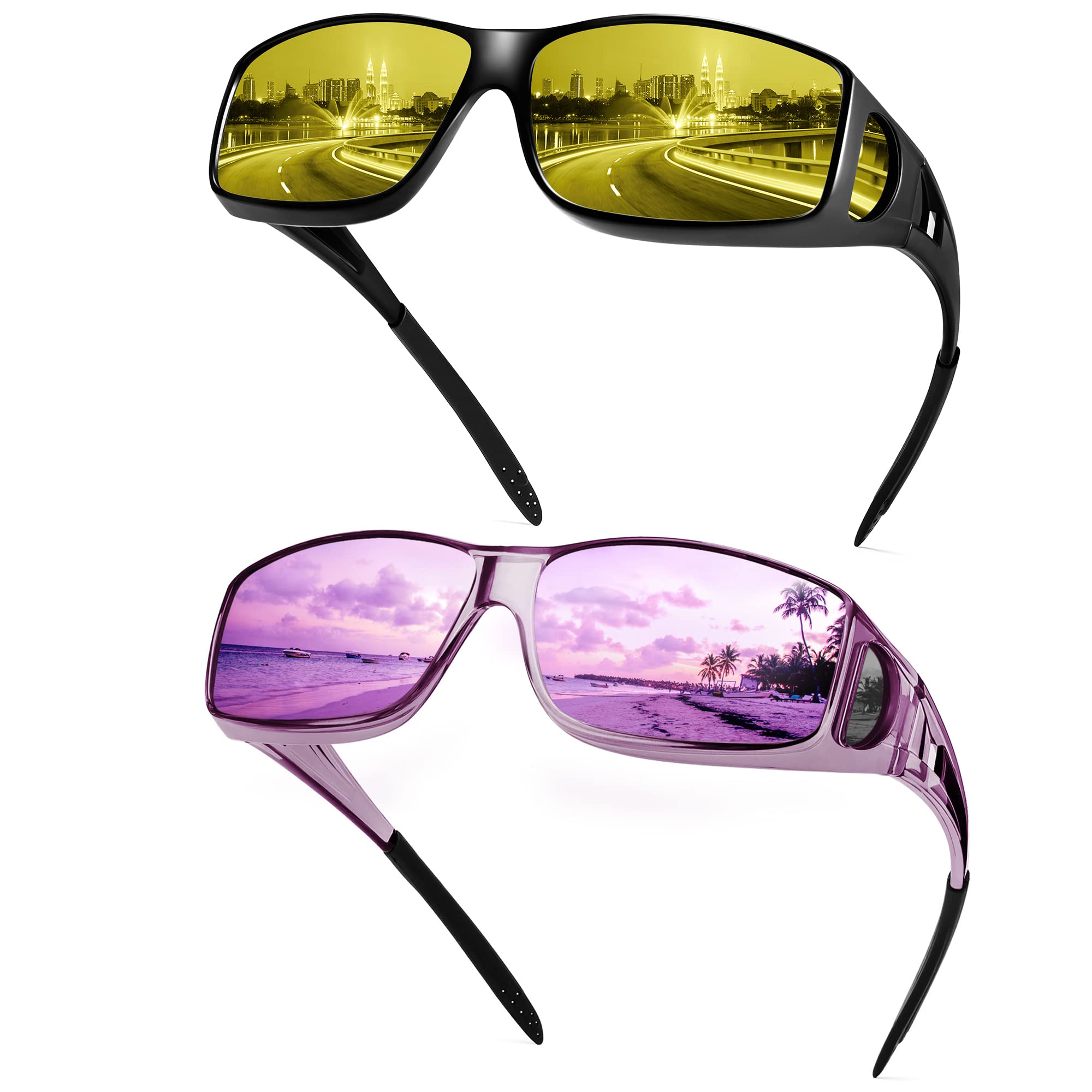 Night Driving Glasses Fit Over Eyewear for Men & Women - Safe Night Driving