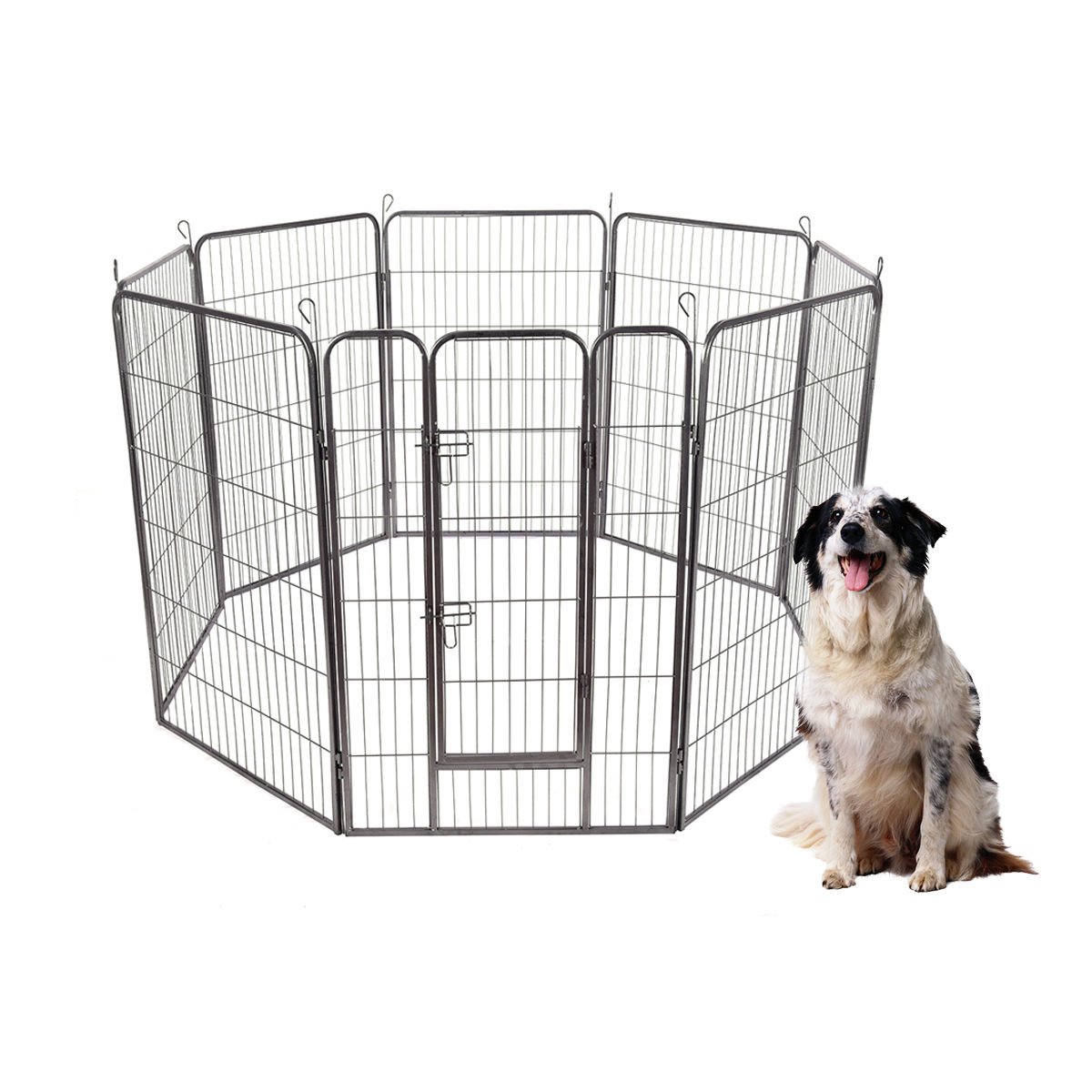 SAFSTAR Foldable Metal Pet Playpen for Dogs, Cats & Rabbits - 8 Panel Indoor/Outdoor Exercise Pen with Door (48
