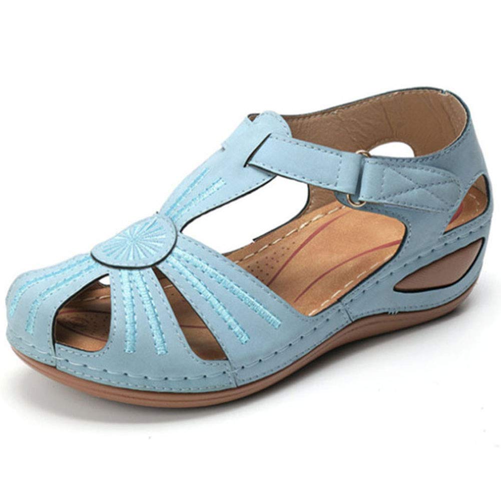 Vimisaoi Women's Comfortable Cutout Hook & Loop Summer Athletic Wedge Sandals - Breathable Walking Shoes for Beach, Gym & Casual Outfits