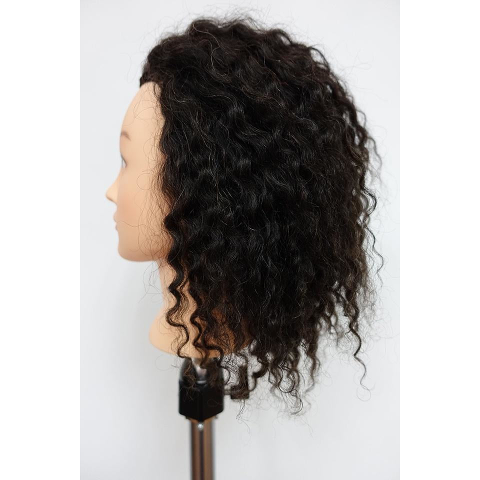 100% Human Hair Mannequin Head with Curly Hair - Perfect for Hairstyling Practice, Wig Making & Salon Training