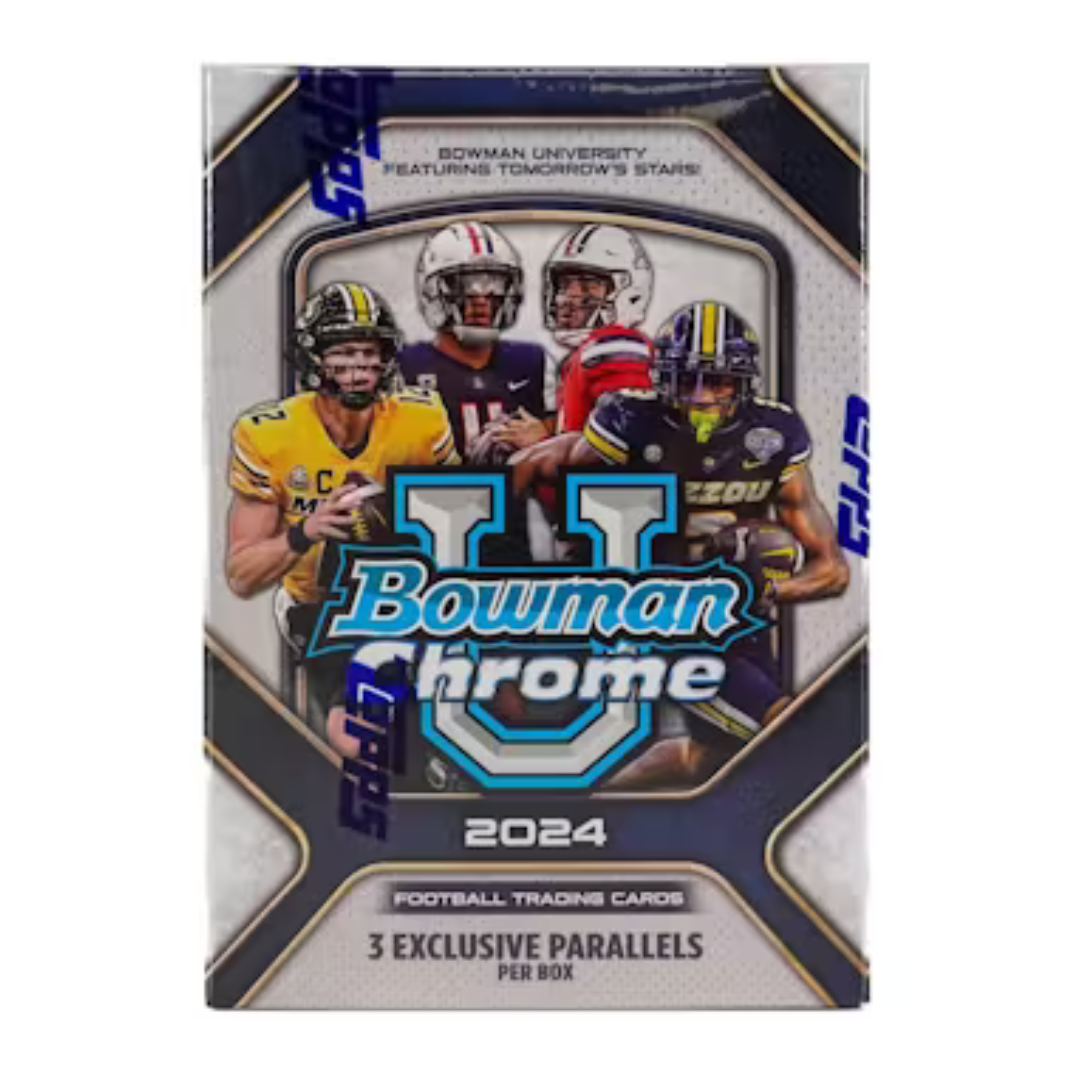 2024 Bowman University Chrome Football 7 Pack Blaster Box - Collectible Trading Cards for NFL Draft Prospects | Perfect for Sports Memorabilia Collectors and Fantasy Football Fans