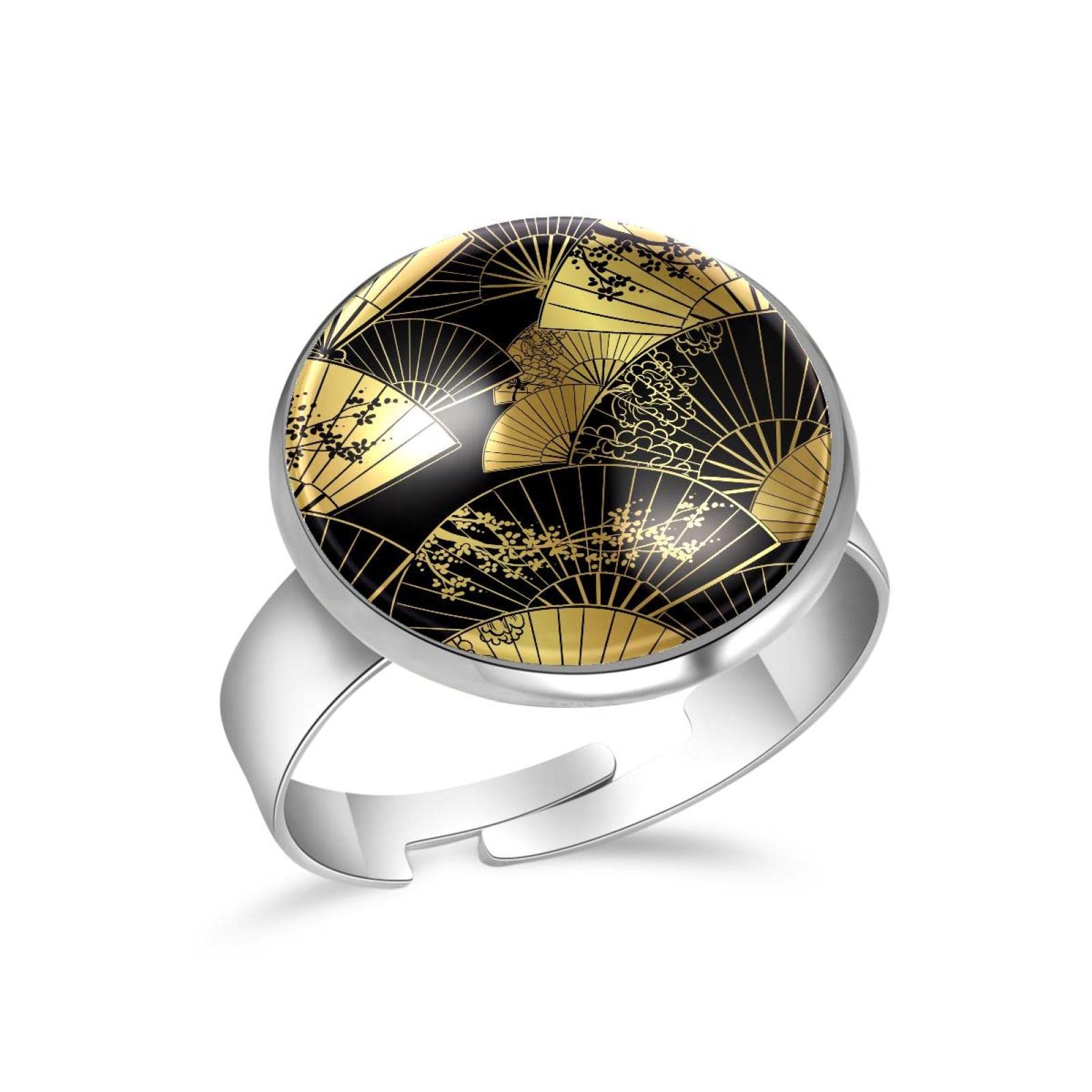 Adjustable Open Rings for Women - Elegant Anniversary & Birthday Jewelry Gifts - Japanese Umbrella Fan Inspired Design - Perfect for Daily Wear, Special Occasions & Gift Giving