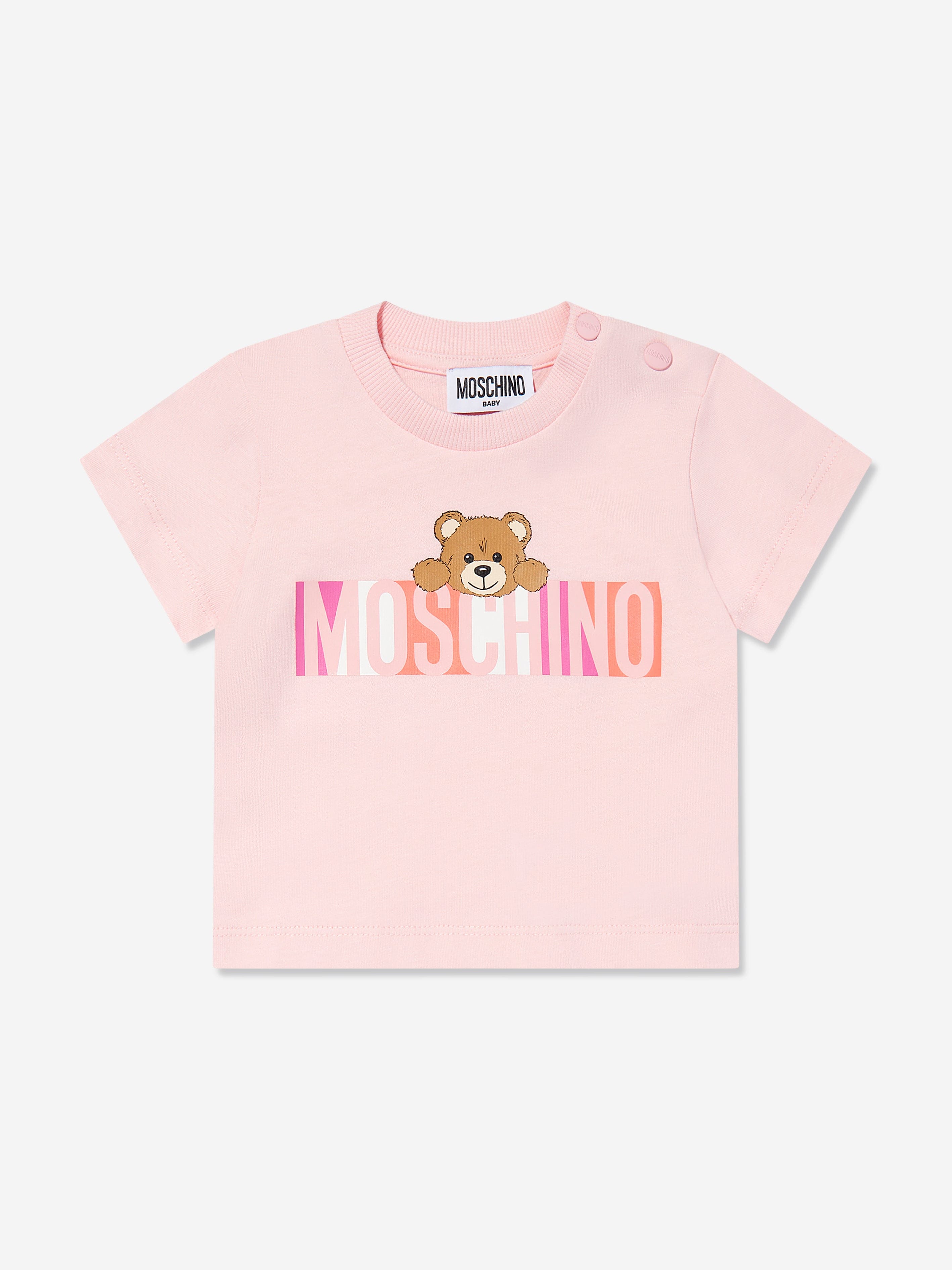 Adorable Pink Bear Logo Baby Girls T-Shirt - Soft & Comfortable Cotton Tee for Toddler Playtime & Casual Outings