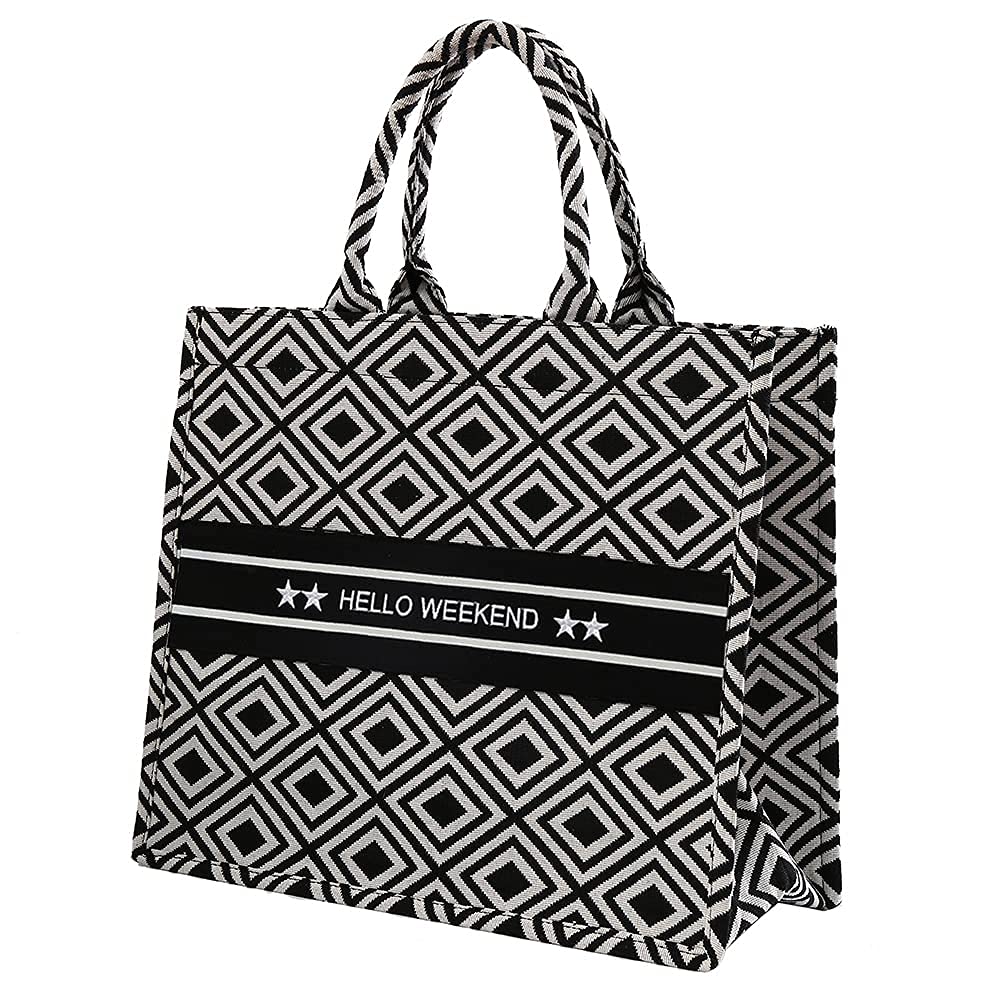 Stylish Large Tote Bag for Women - Embroidered Weekender Handbag with Spacious Interior | Perfect for Travel, Work, and Shopping