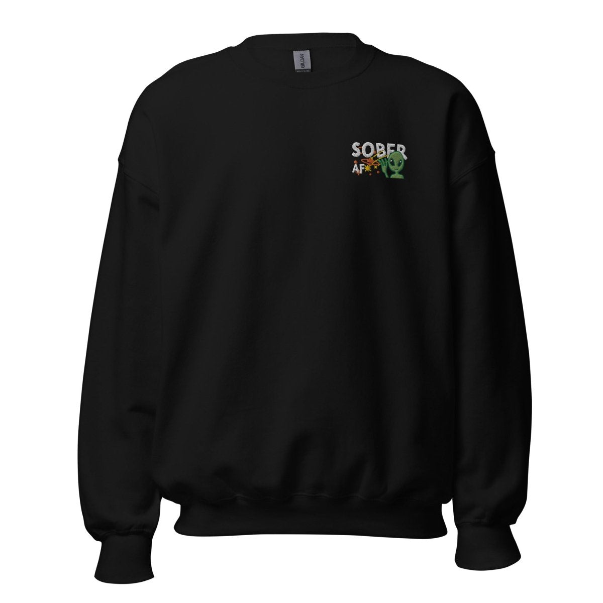 Galactic Sobriety Alien Embroidered Unisex Sweatshirt | Cool Space-Themed Pullover Hoodie for Men & Women | Perfect for Casual Wear, Street Fashion & Cosplay