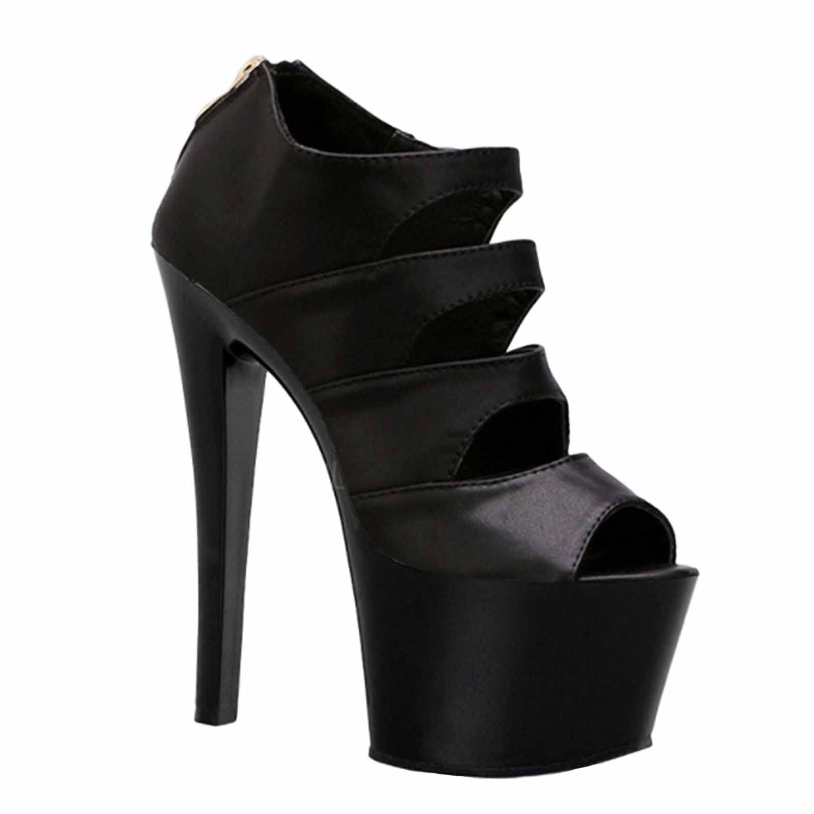 17CM/6.69IN Large Size Women's High Heels - Sexy Peep Toe Ankle Strap Sandals with Platform for Pole Dance, Evening Parties & Special Occasions