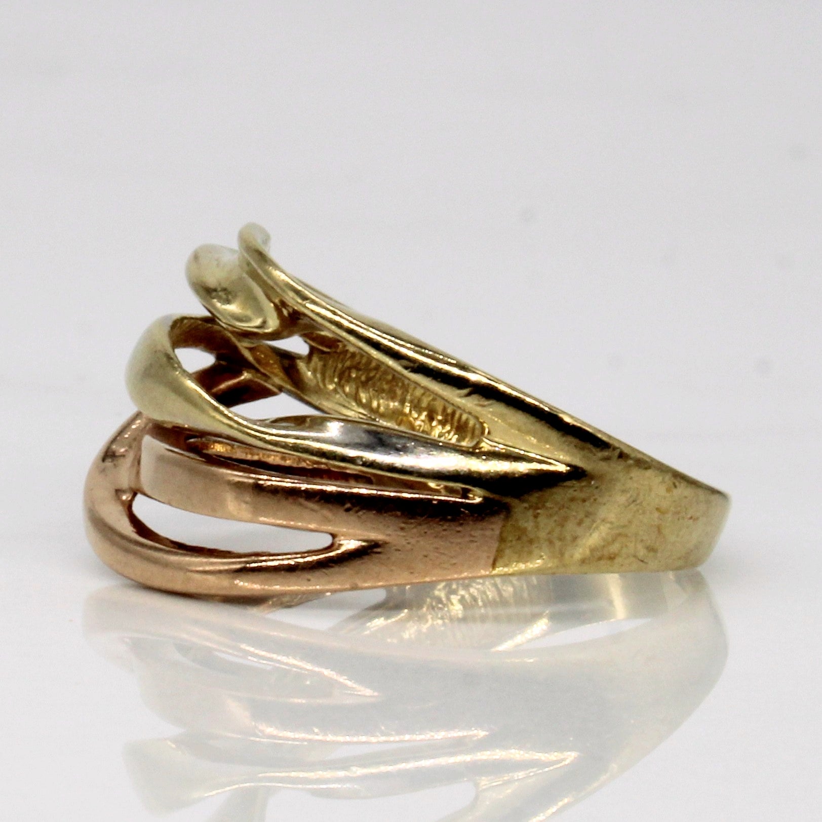 9K Tri-Tone Gold Ring for Women - Size 7 | Elegant Stackable Band for Everyday Wear, Anniversary & Gift Giving
