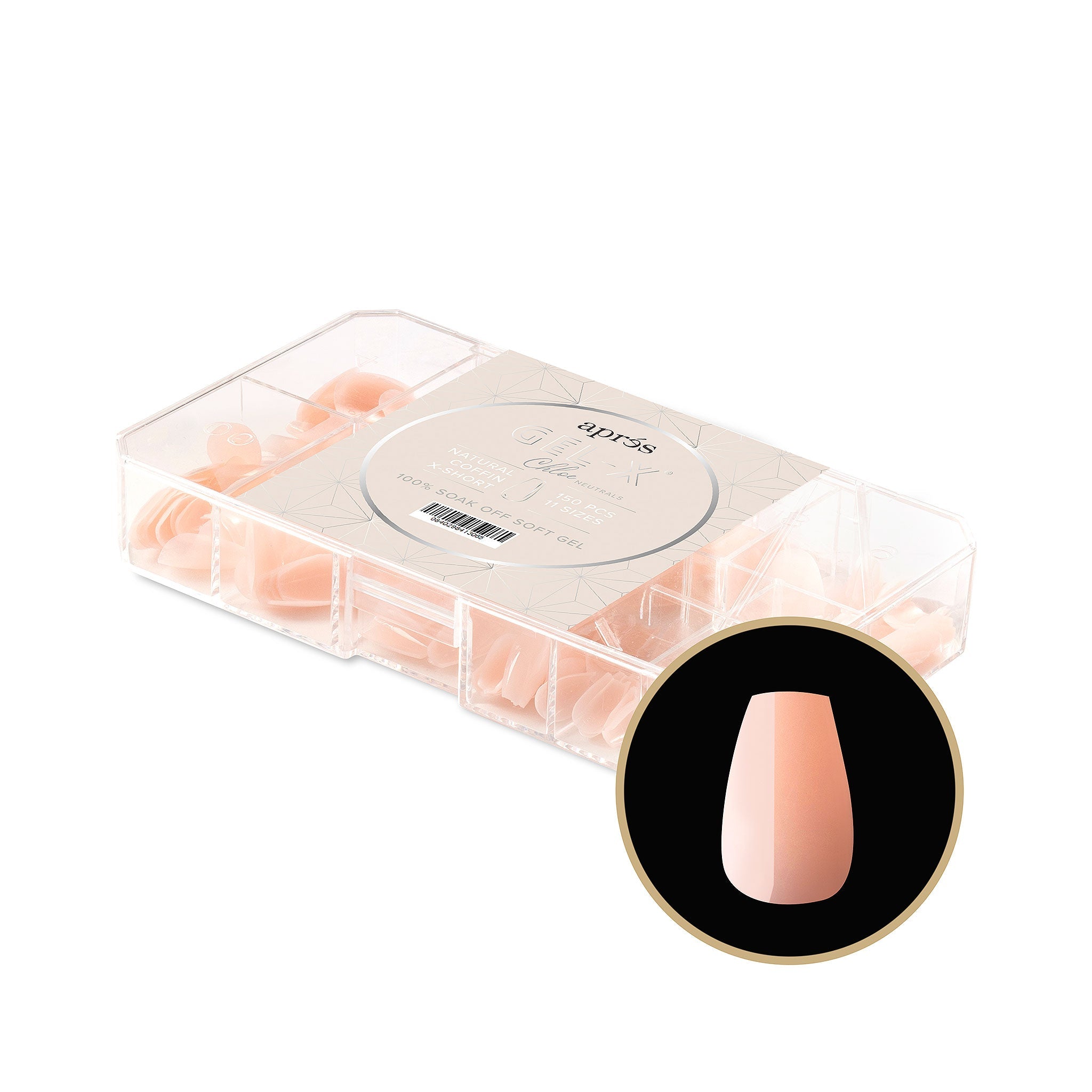 Apres Neutrals Gel X Tips 2.0 - Chloe Natural Coffin Extra Short (150 Pcs) | Professional Salon-Quality Press-On Nails for At-Home Manicures & Special Occasions