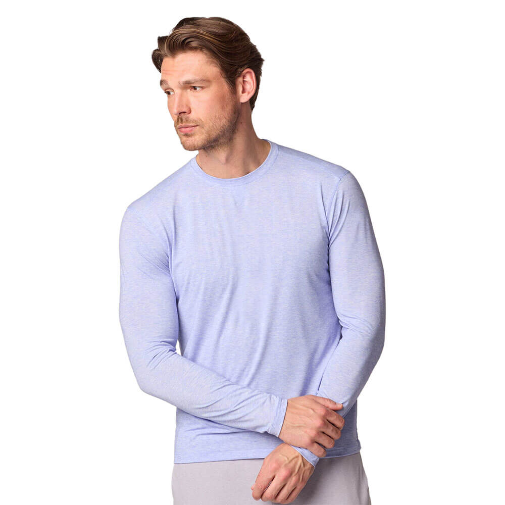 Johnnie O Men's Performance Long Sleeve Golf Shirt - Moisture Wicking & UV Protection - Galaxy Print - Perfect for Golf, Tennis & Outdoor Activities