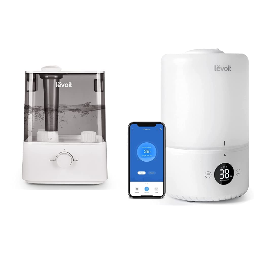 LEVOIT 6L Cool Mist Humidifier for Large Bedrooms & Living Rooms - 60 Hours Runtime, 505 sq ft Coverage, Grey - Essential Oil Diffuser with Smart Sensor - Perfect for Dry Air Relief, Baby Nurseries & Office Use