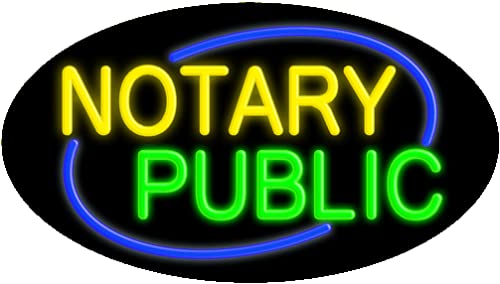 Custom Notary Public Glass Neon Sign #14394 – Handmade in USA | Perfect for Office Decor, Bar Signs & Business Branding