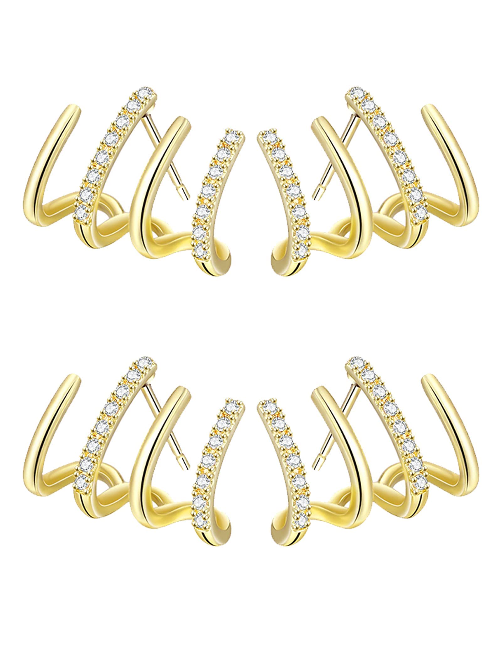 Gold Claw Ear Cuff Earrings for Women - Stylish Hoop Ear Wrap & Stud Cuff Jewelry - Perfect for Parties, Weddings & Everyday Fashion Accessories