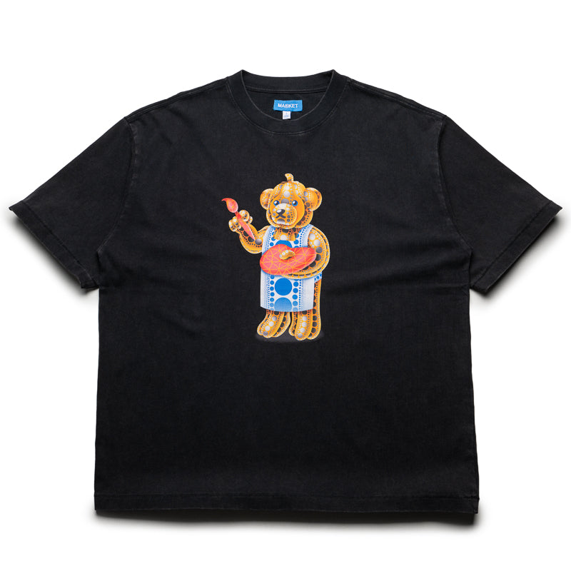 Market Infinity Bear Graphic Tee - Soft Washed Black Cotton T-Shirt for Men & Women - Casual Streetwear & Everyday Comfort