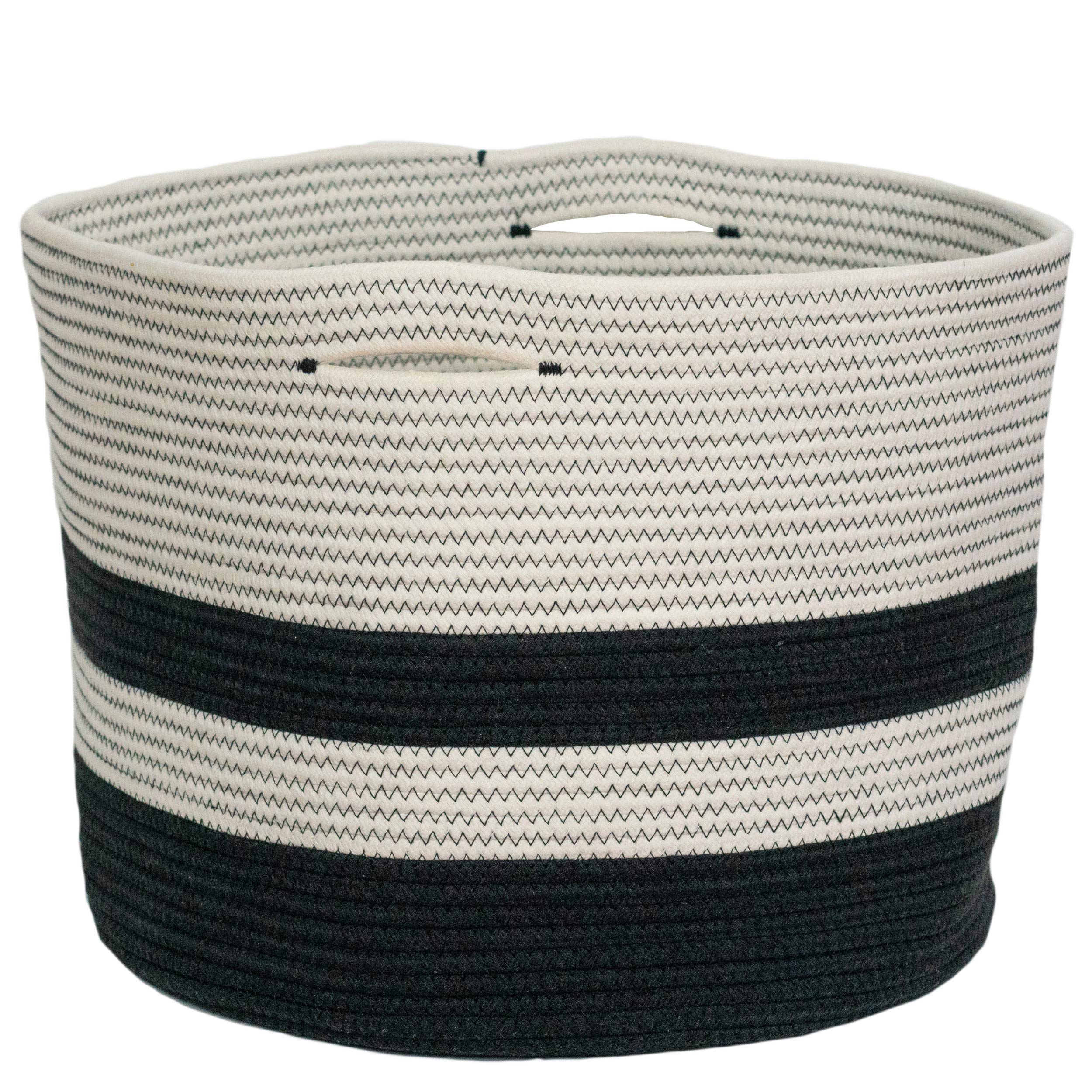 Natural Cotton Rope Storage Baskets - Large Decorative Basket for Blankets, Toys & Home Organization | Perfect for Living Room, Nursery & Playroom Storage Solutions