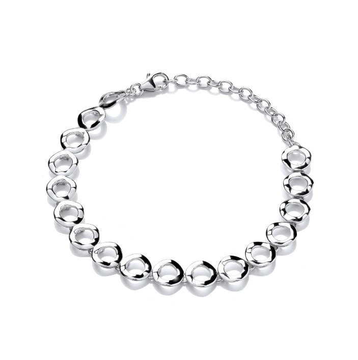 Elegant Silver Wavy Circles Bracelet for Women - Trendy Boho Jewelry Gift for Everyday Wear & Special Occasions