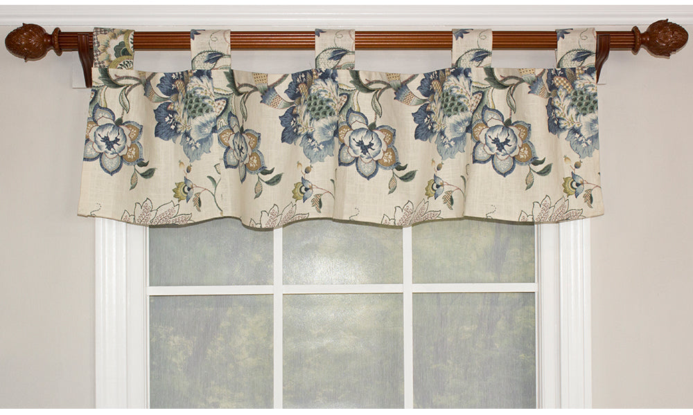 British Floral Tab Top Valance - Elegant Window Treatment for Living Room, Bedroom & Kitchen Decor