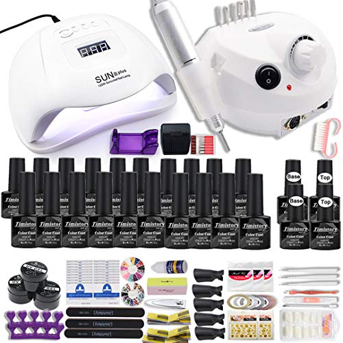Professional 30/20/10 Piece Manicure Set with Nail Drill Machine, UV/LED Nail Lamp & Acrylic Kit - Complete Nail Art Tools for Home Salon, Gel Polish Application & Professional Nail Care (202-20gel-120W) - Perfect for DIY Nails, Spa Days & Gift Giving