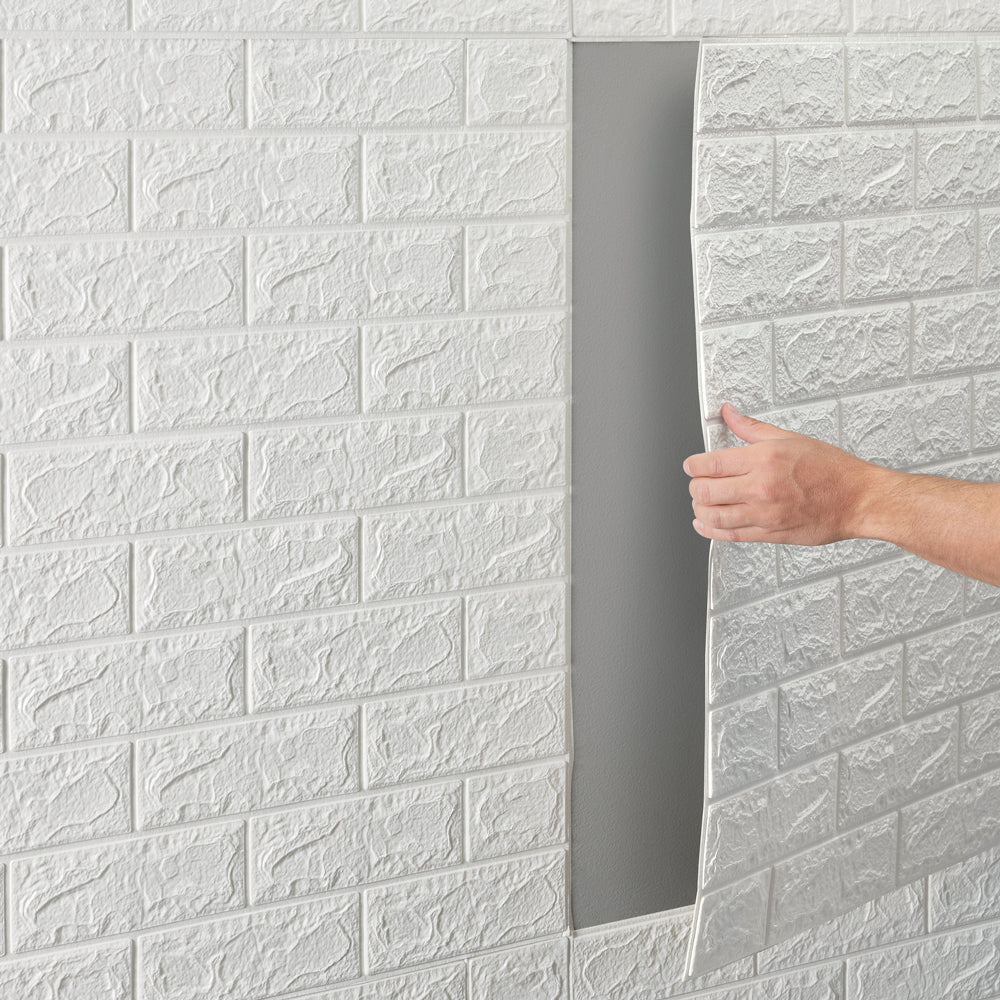 White Brick Paneling Sheet - Self-Adhesive Peel & Stick Wall Panels for Home Decor - Perfect for Accent Walls, Fireplaces, Backsplashes, and DIY Projects