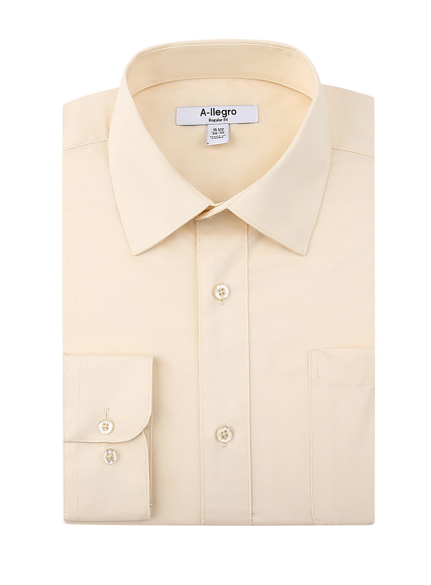 Classic Regular Fit Cotton Convertible Cuff Dress Shirt for Men - Beige Business Casual Office Wear (S100) | Perfect for Work, Weddings & Formal Events