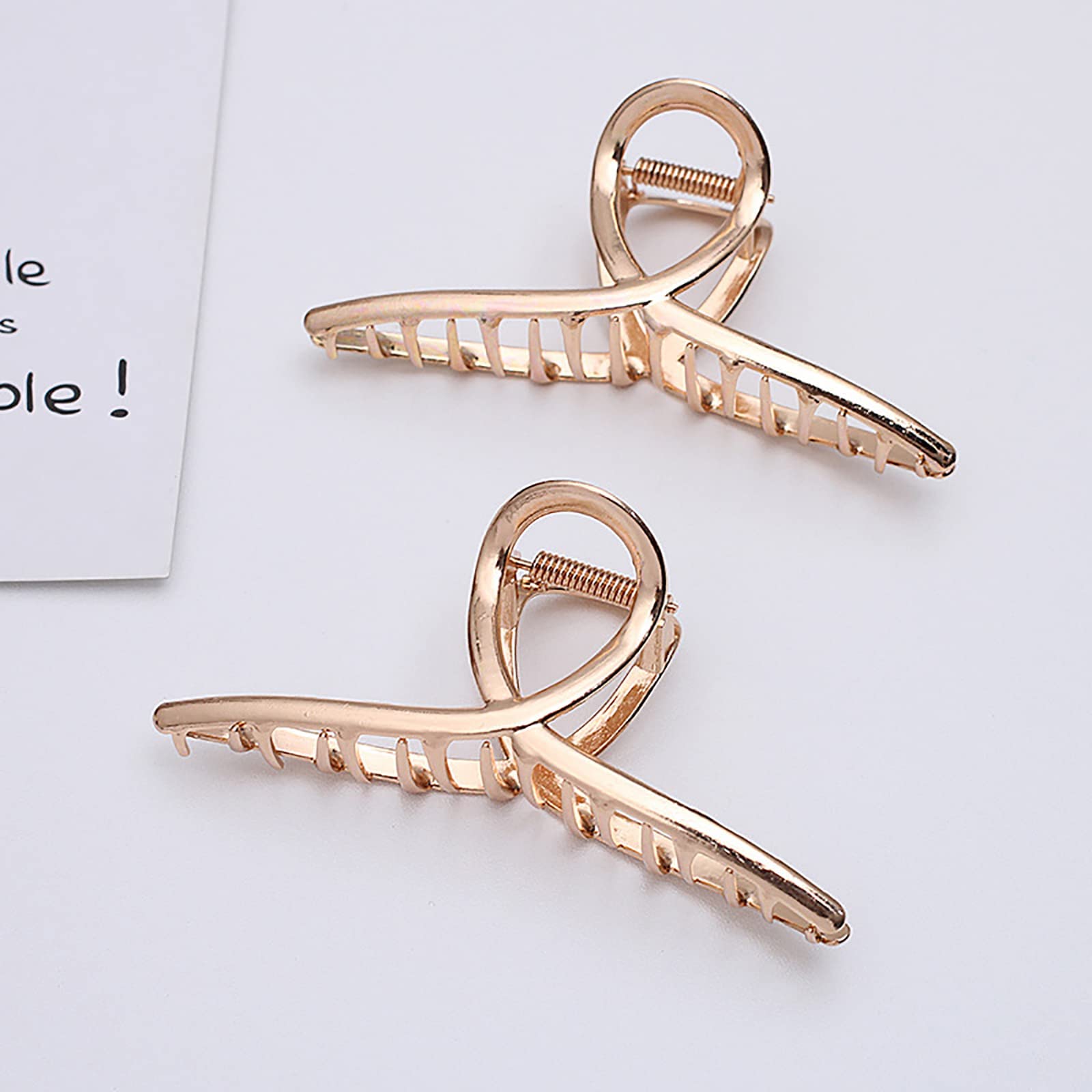 STYLEDOSE Large Metal Hair Clips for Women - 2 Pack Gold Hair Claw Clips for Thick Hair, Strong Hold Hair Clamps for Styling | Perfect for Updos, Ponytails & Everyday Hair Accessories