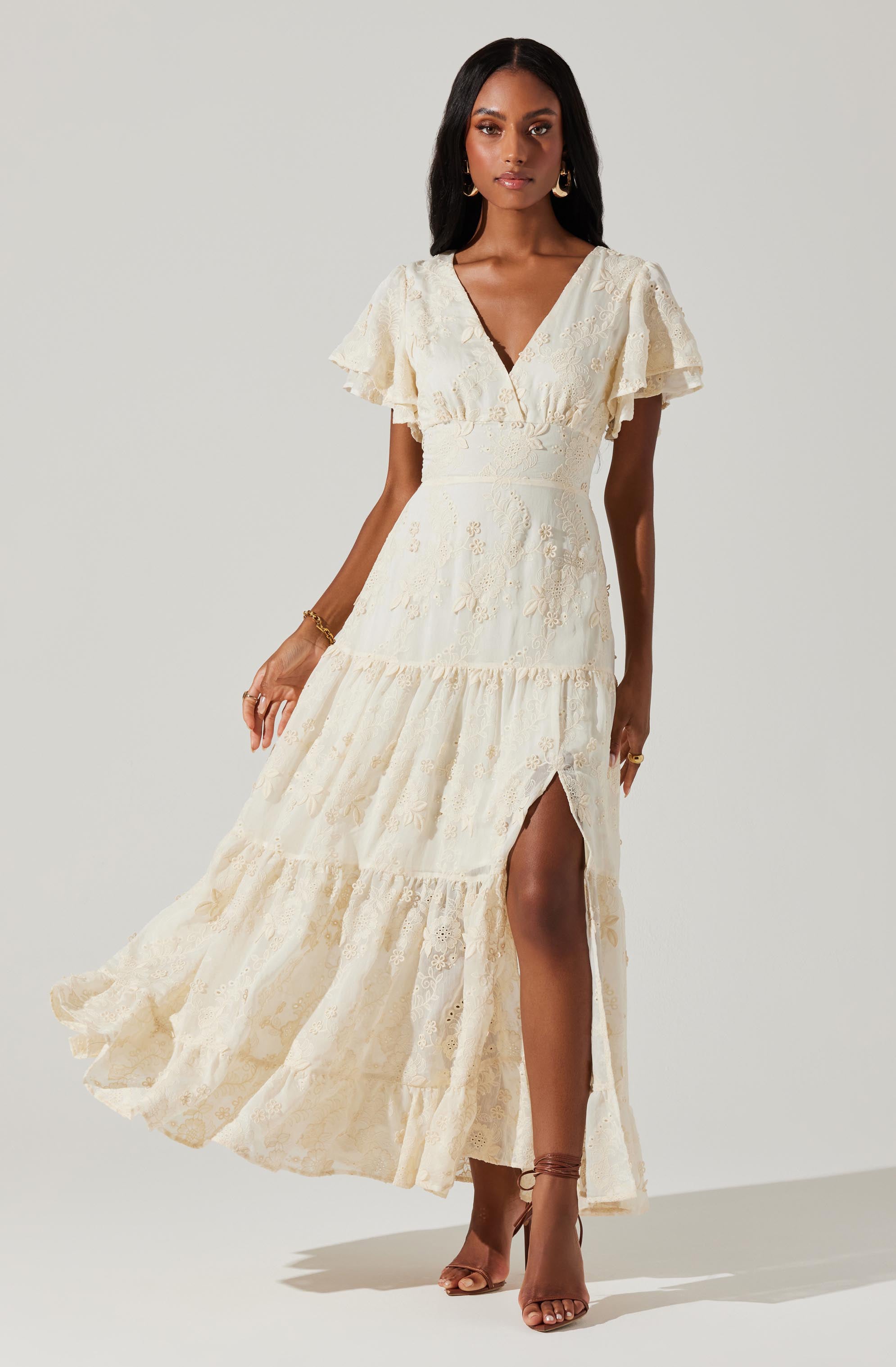Junia Embroidered Tiered Maxi Dress - Floral Summer Beach Dress for Women, Boho Chic Wedding Guest Outfit, Perfect for Vacation & Date Night