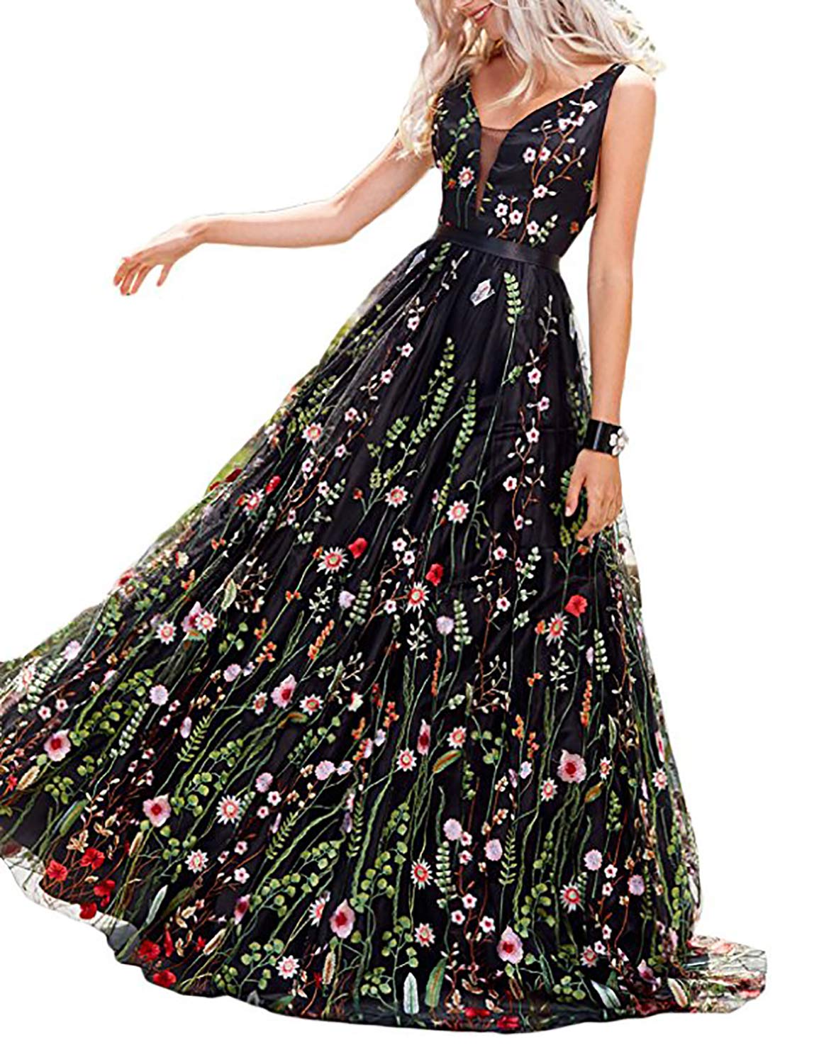 Elegant Backless Floral Prom Dresses for Women - Perfect for Homecoming, Evening Parties & Special Occasions