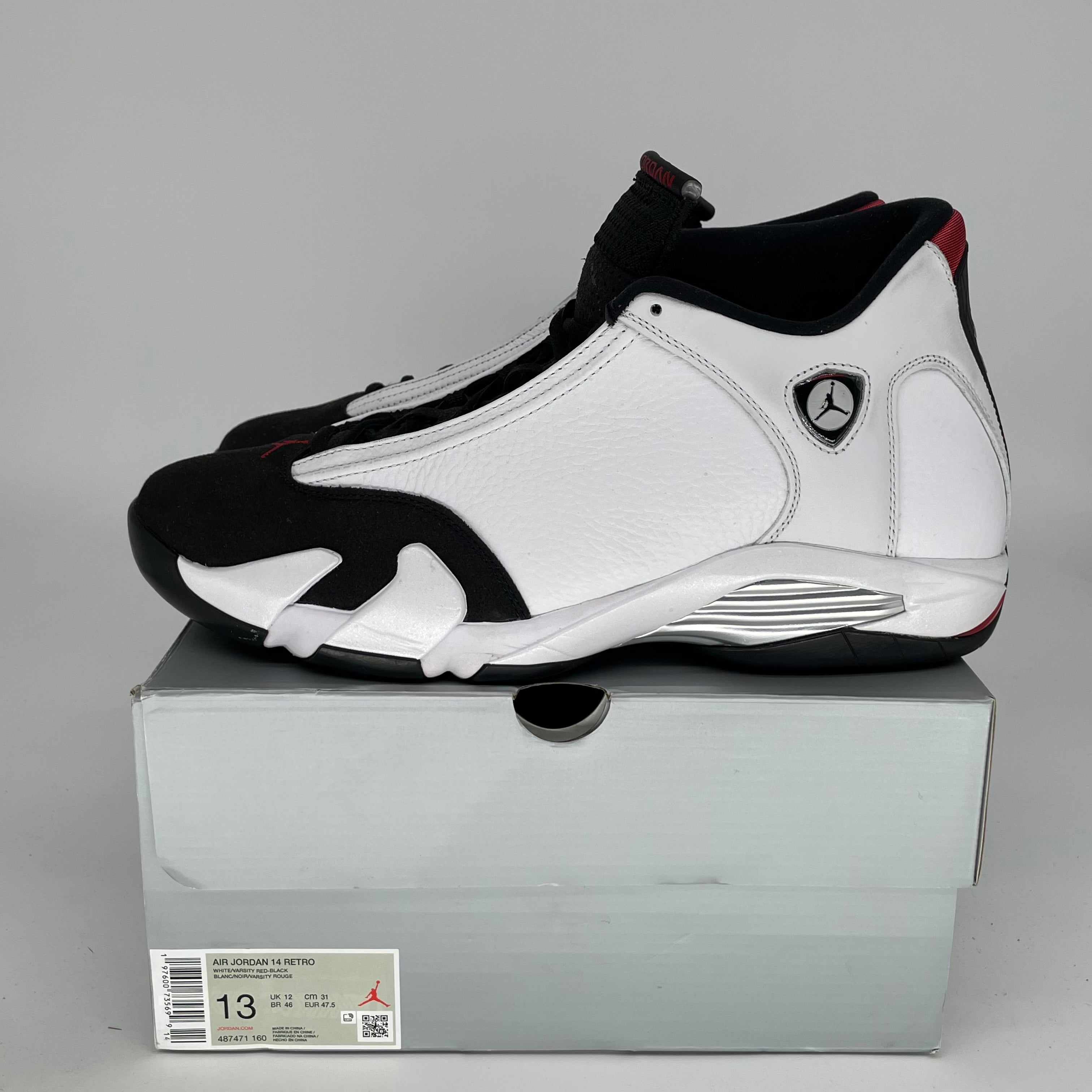 Original Air Jordan 14 Retro 'Black Toe' Men's Basketball Shoes Size 13 (487471-160) - Perfect for Sneaker Collectors & Court Performance