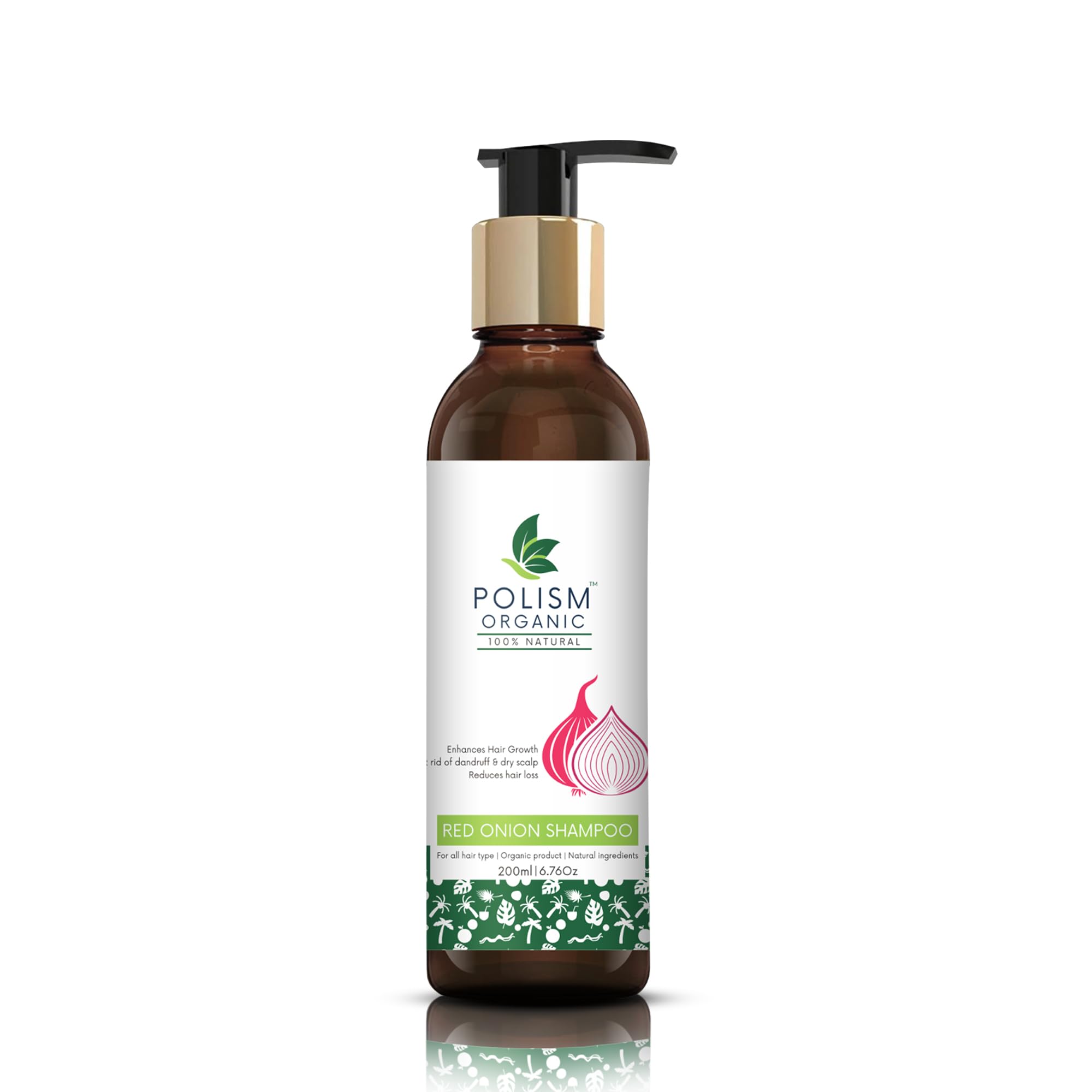 Polism Organic Red Onion Shampoo for Hair Growth & Hair Loss Prevention - 200ML Sulfate & Paraben Free Hair Cleanser for Strong, Shiny Hair (Men & Women) - Promotes Healthy Scalp & Thicker Hair for Daily Use & Hair Care Routine