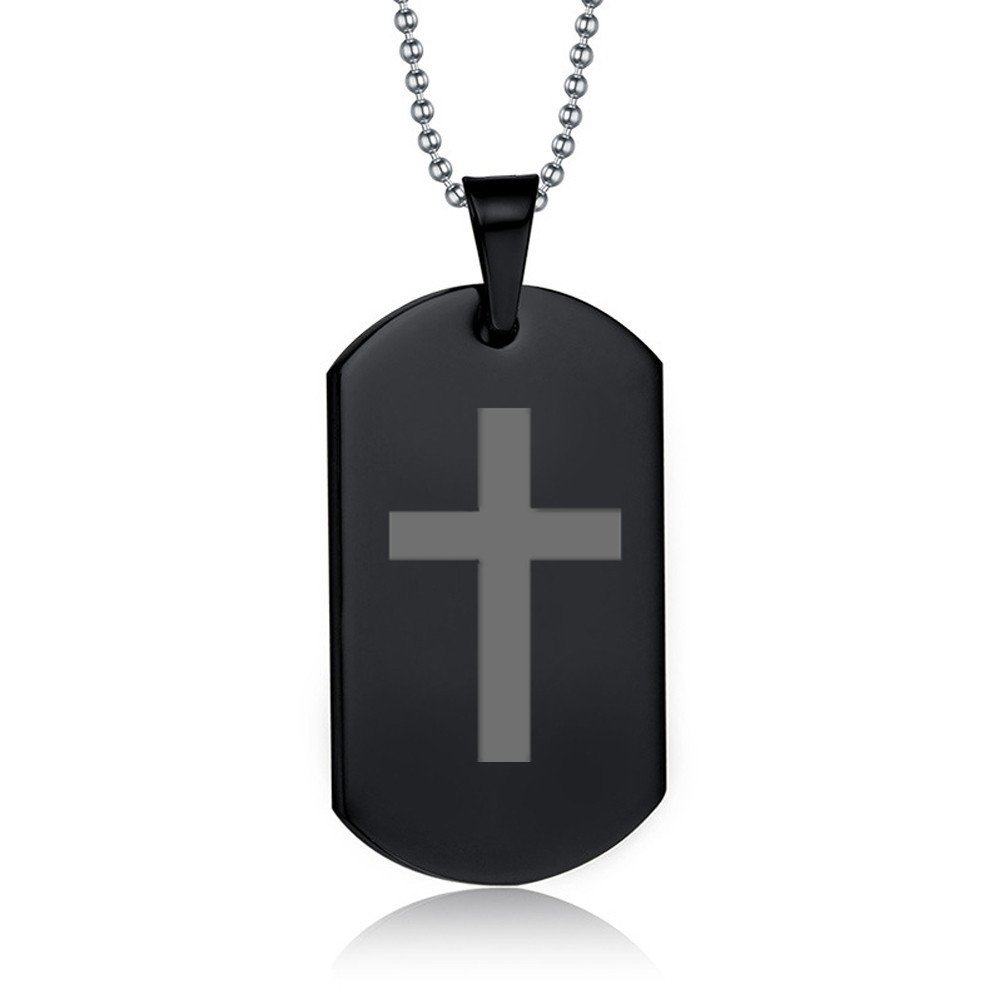 Stainless Steel Bible Cross Dog Tag Necklace - Christian Jewelry for Baptism & Gifts