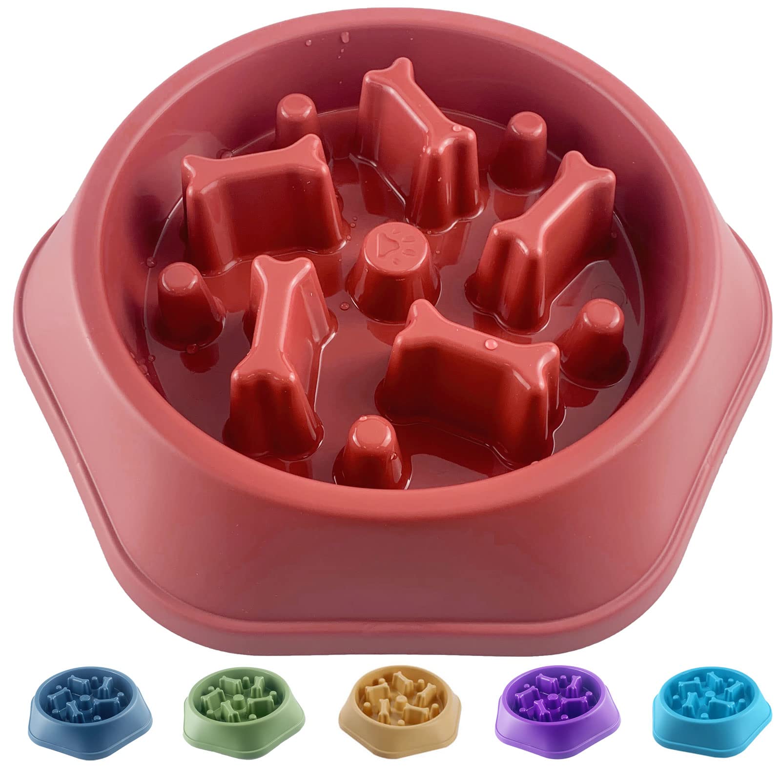 CAISHOW Slow Feeder Dog Bowl - Anti-Gulping Pet Food Dish for Healthy Eating, Bloat Prevention & Mental Stimulation - Non-Slip Interactive Design for Small & Medium Dogs - Perfect for Fast Eaters, Mealtime Enrichment & Portion Control