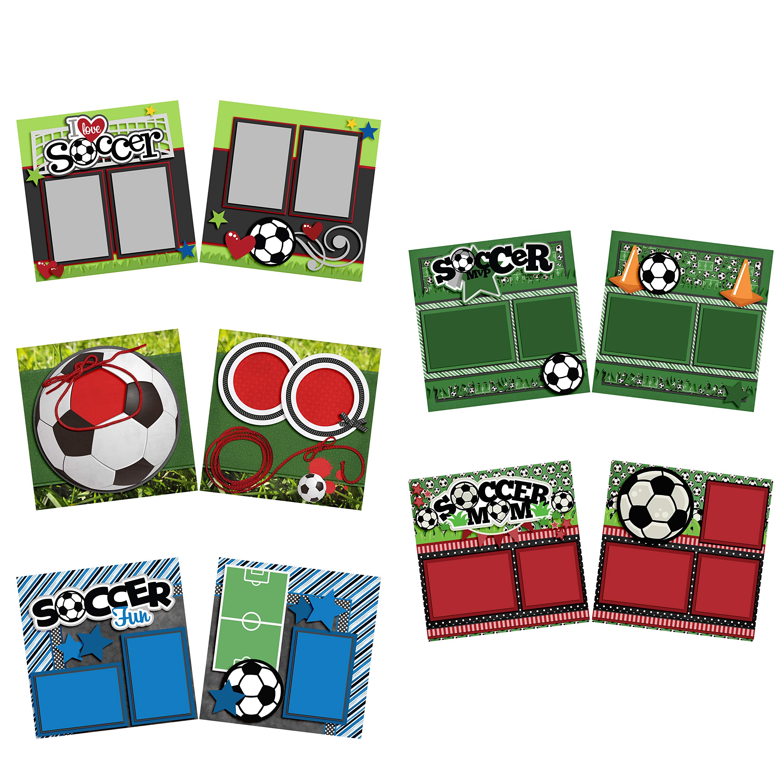 Creative Soccer Scrapbook Kit - 5 Double Page Layouts for Sports Memories & Team Albums | Perfect for Soccer Fans, Coaches, and Player Gifts