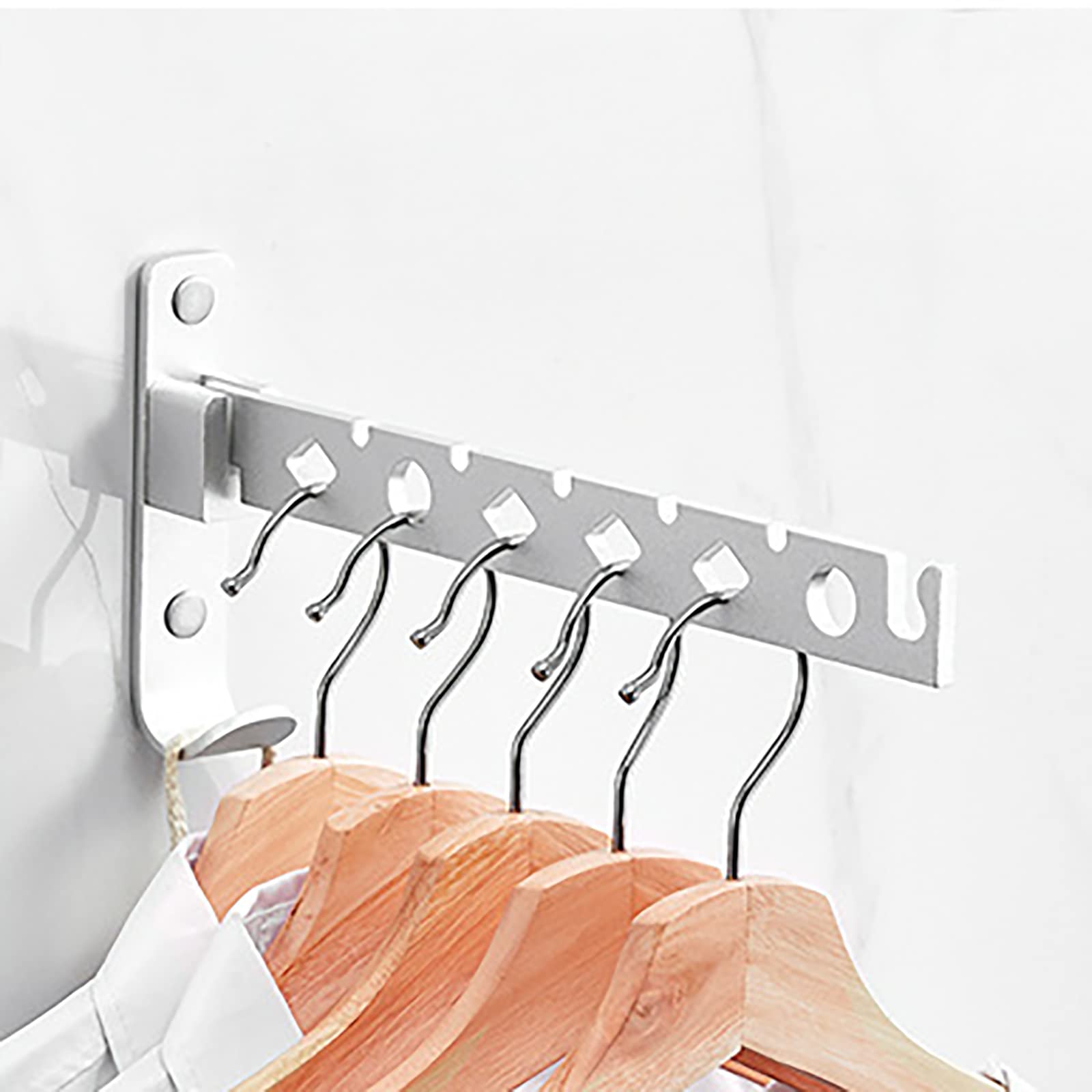 Space Saving Wall Mounted Folding Clothes Drying Rack - Collapsible Laundry Hanger Organizer for Closet & Small Spaces (Silver, Single) - Perfect for Apartments, Dorms & Tight Laundry Rooms