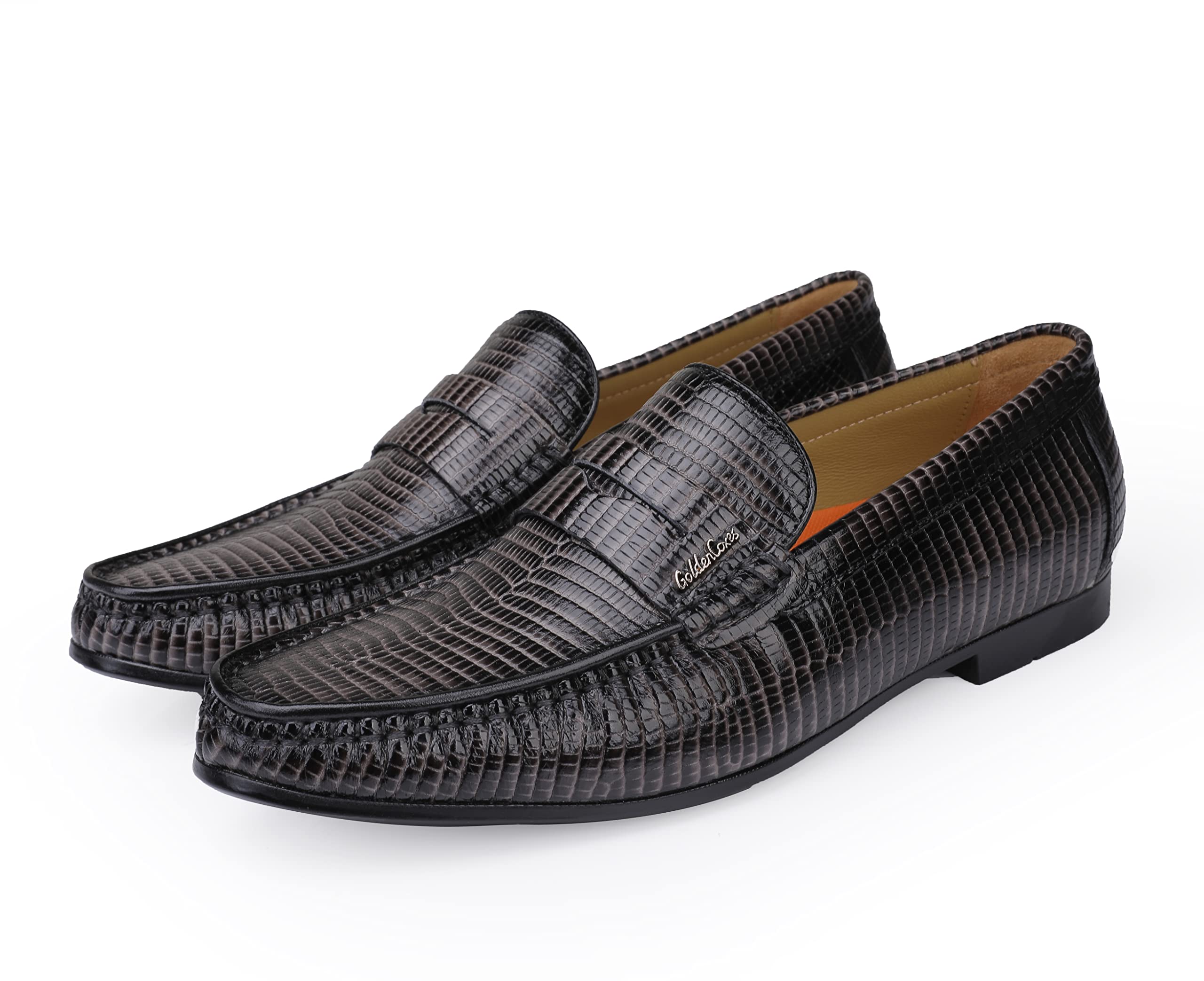 Genuine Leather Men's Loafers - Crocodile Print Slip-On Dress Shoes for Driving & Casual Wear - Comfortable & Stylish for Office, Parties & Daily Use